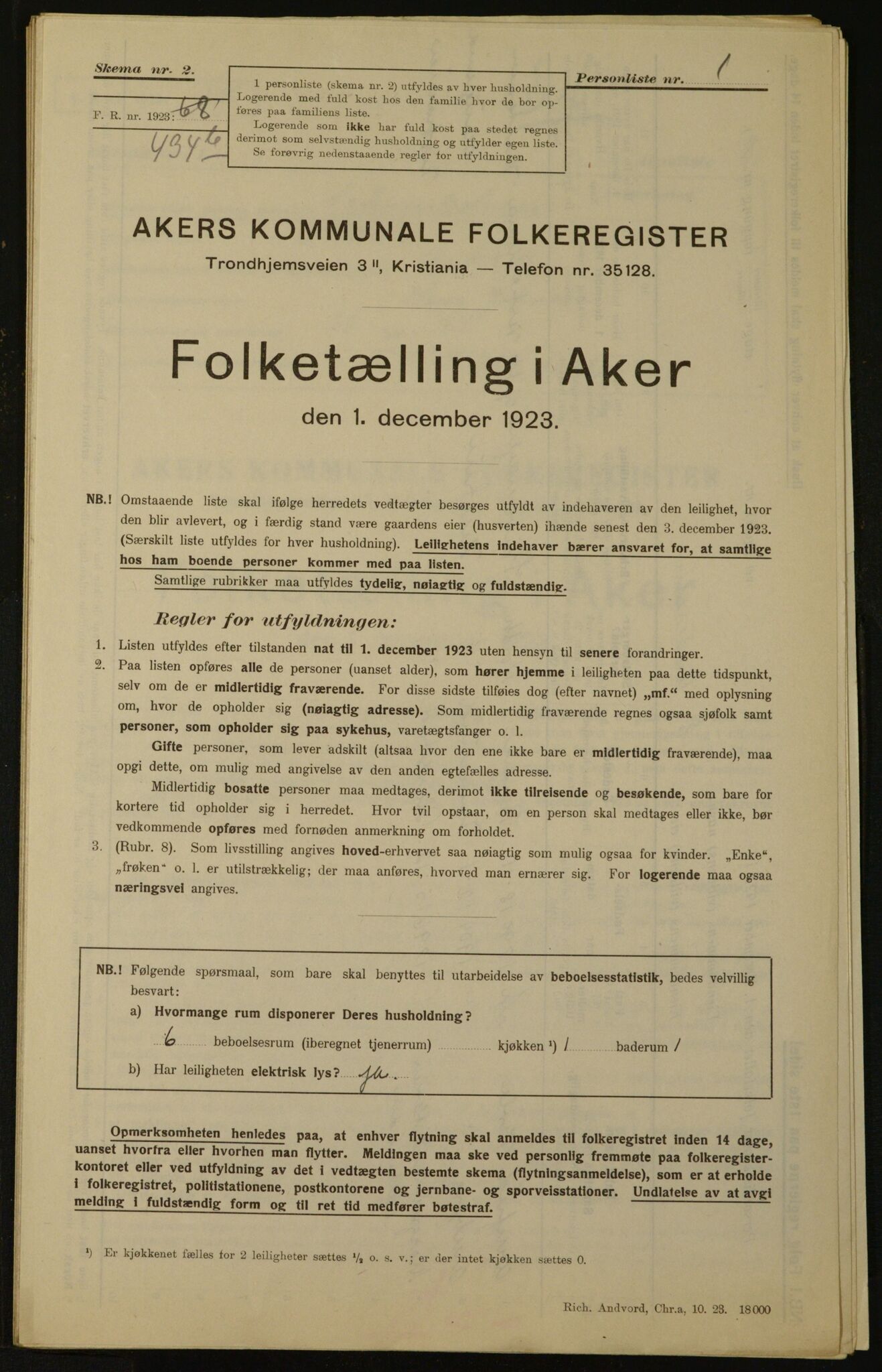 , Municipal Census 1923 for Aker, 1923, p. 2691