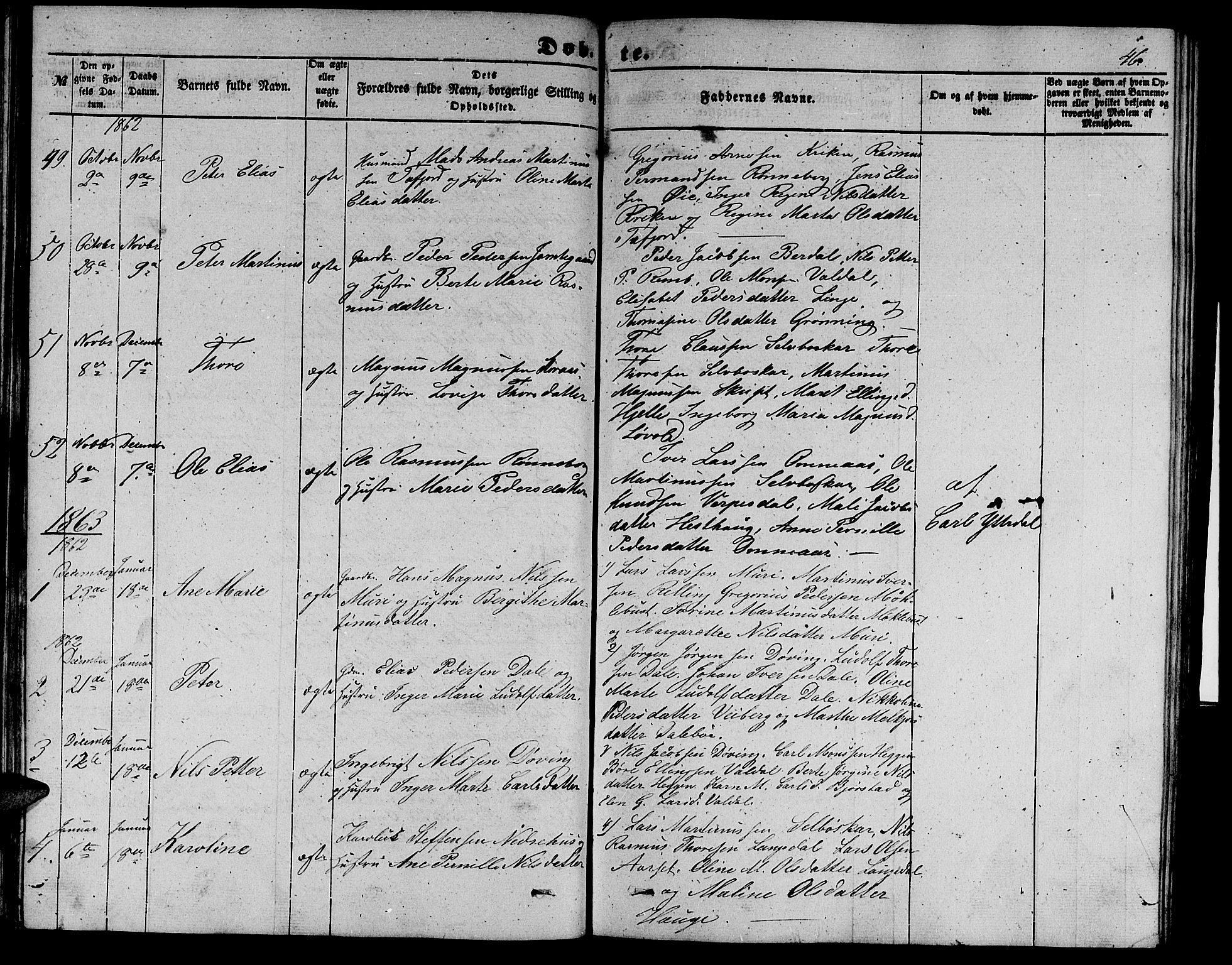 Ministerialprotokoller, klokkerbøker og fødselsregistre - Møre og Romsdal, SAT/A-1454/519/L0261: Parish register (copy) no. 519C02, 1854-1867, p. 46