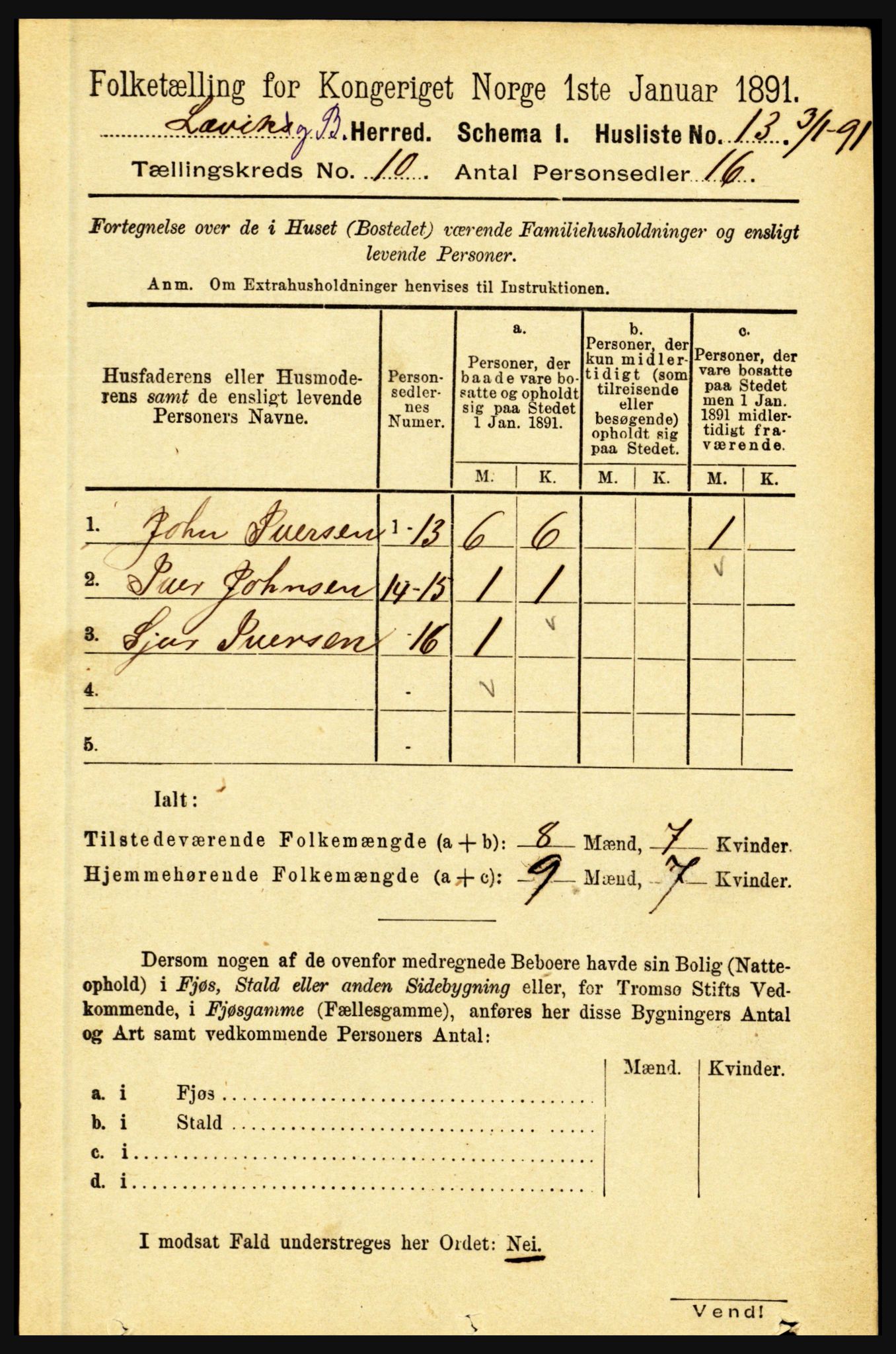 RA, 1891 census for 1415 Lavik og Brekke, 1891, p. 1969