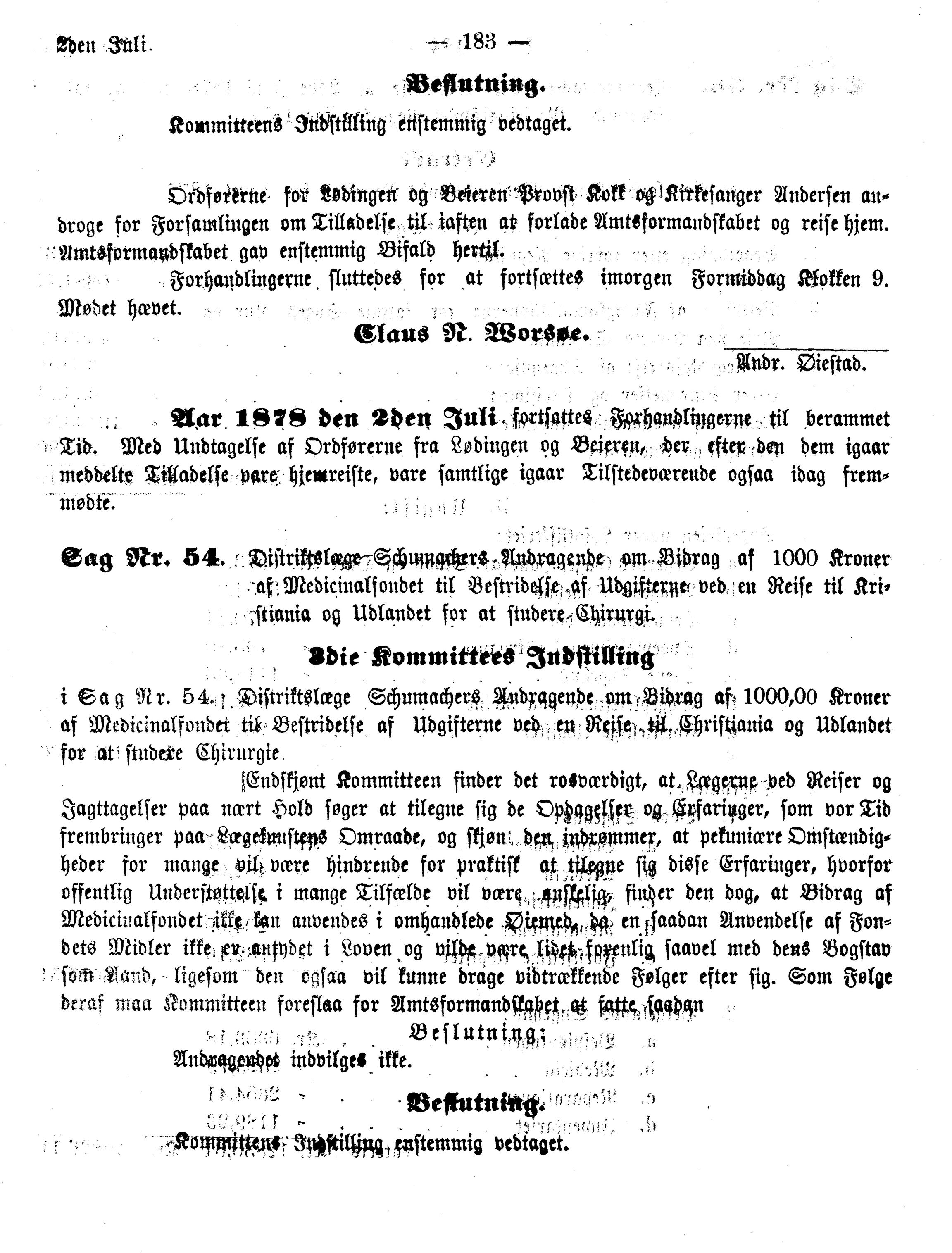 Nordland Fylkeskommune. Fylkestinget, AIN/NFK-17/176/A/Ac/L0010: Fylkestingsforhandlinger 1874-1880, 1874-1880, p. 183