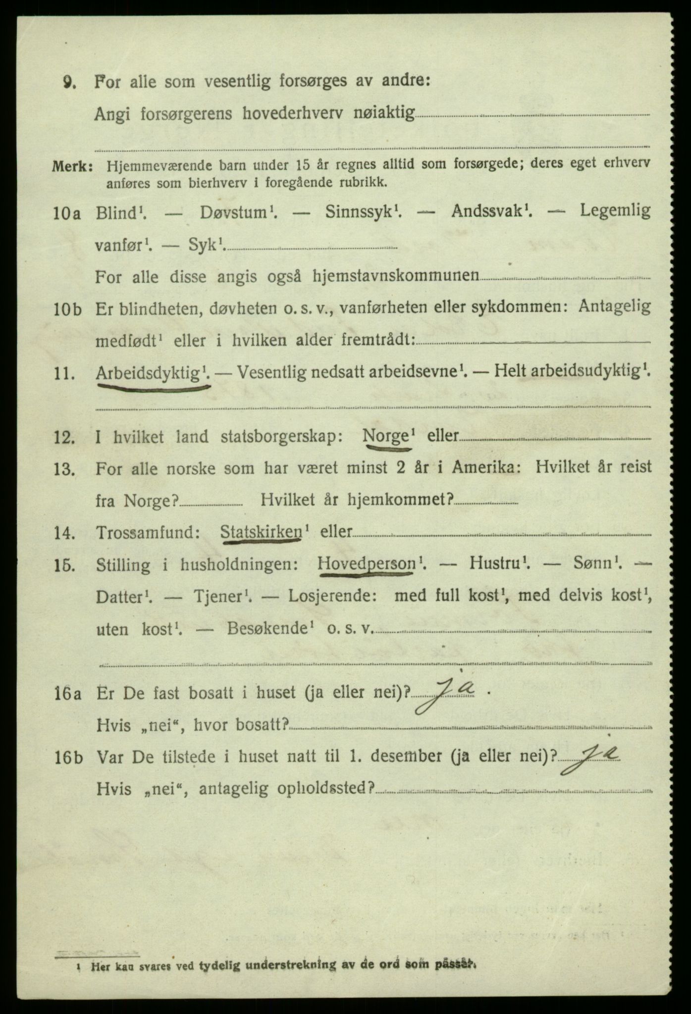 SAB, 1920 census for Kvam, 1920, p. 5176