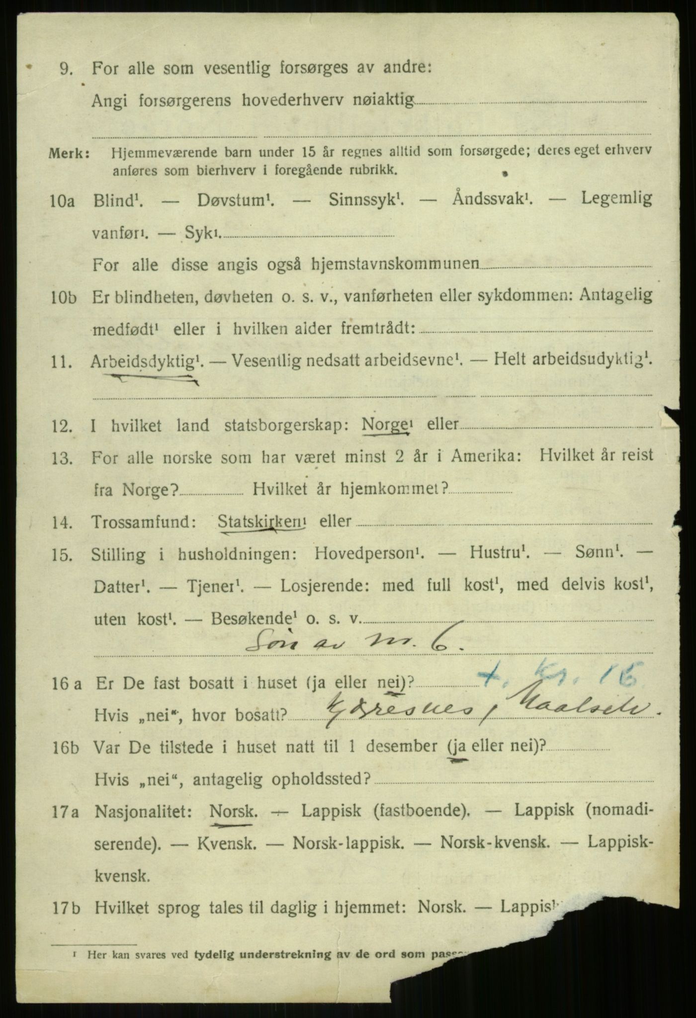 SATØ, 1920 census for Målselv, 1920, p. 2852