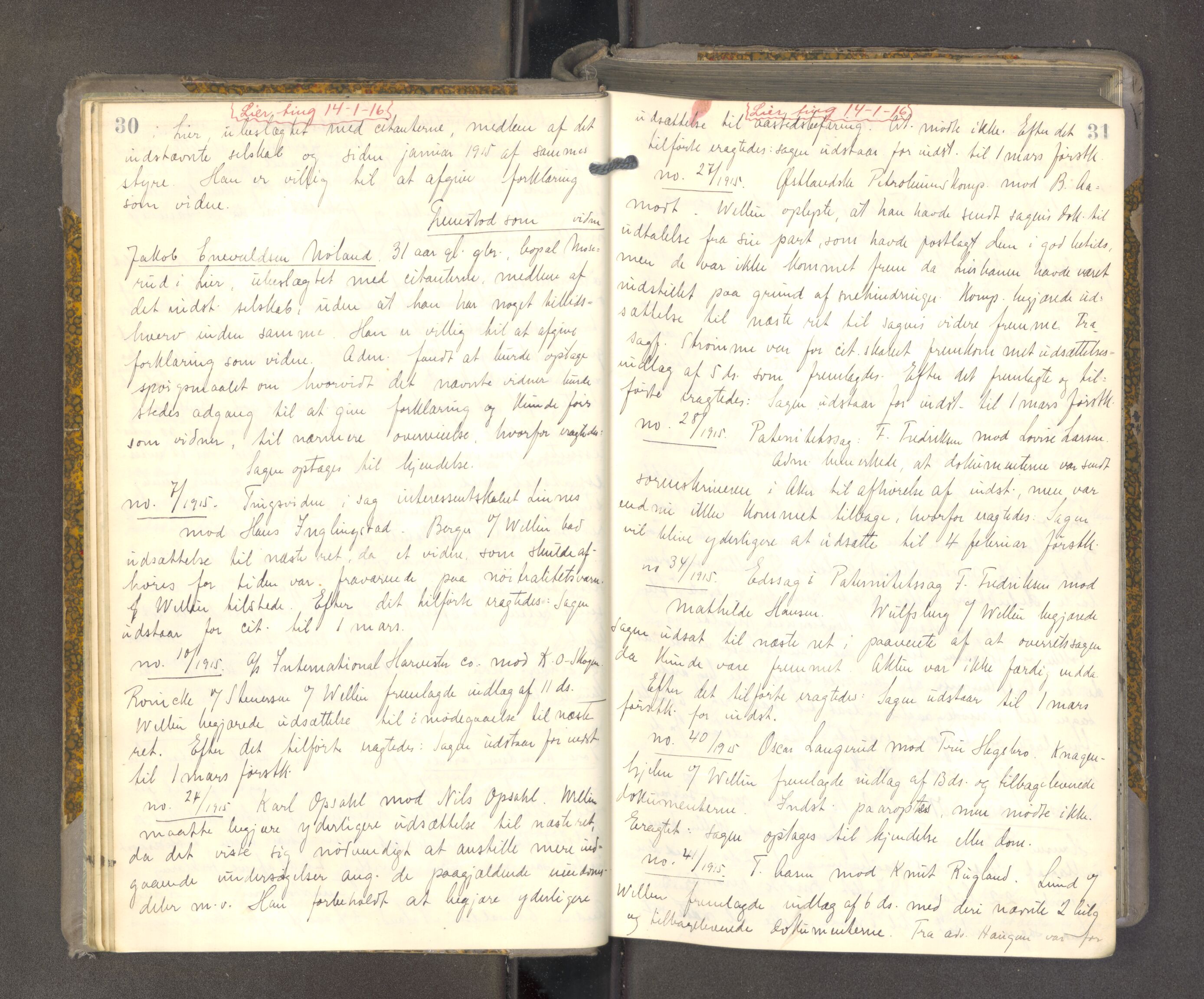 Lier, Røyken og Hurum sorenskriveri, AV/SAKO-A-89/F/Fa/L0098: Tingbok, 1915-1918, p. 30-31