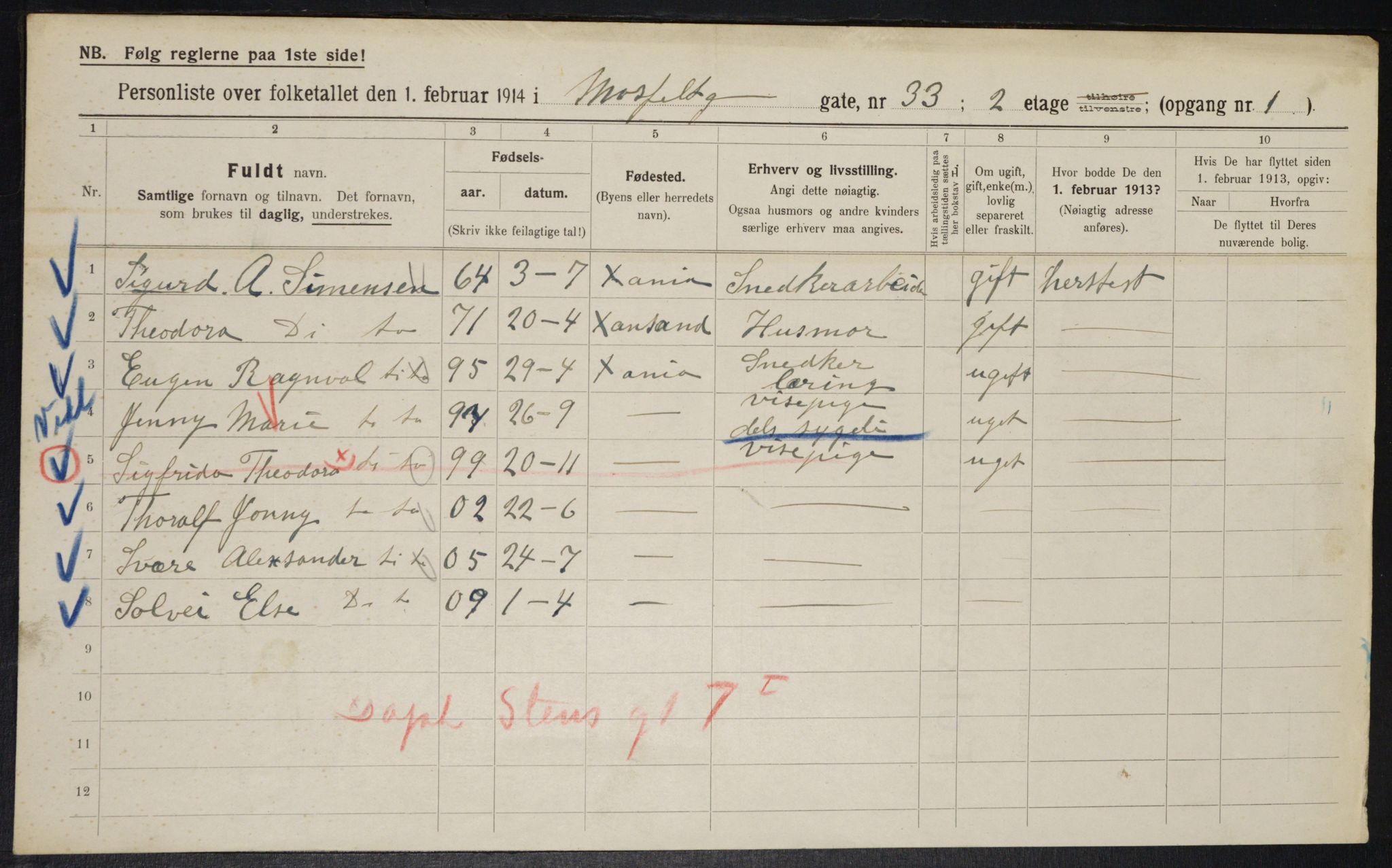 OBA, Municipal Census 1914 for Kristiania, 1914, p. 66606