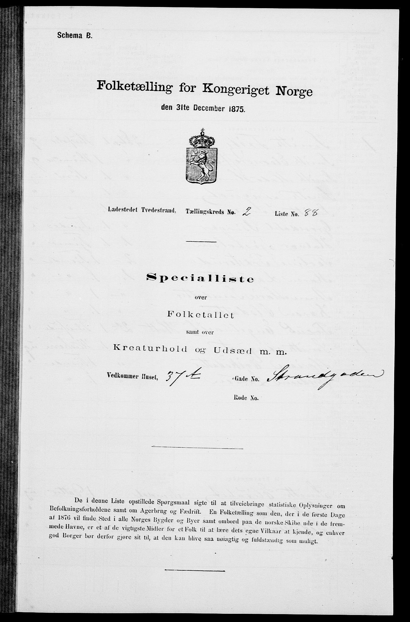 SAK, 1875 census for 0902B Holt/Tvedestrand, 1875, p. 192