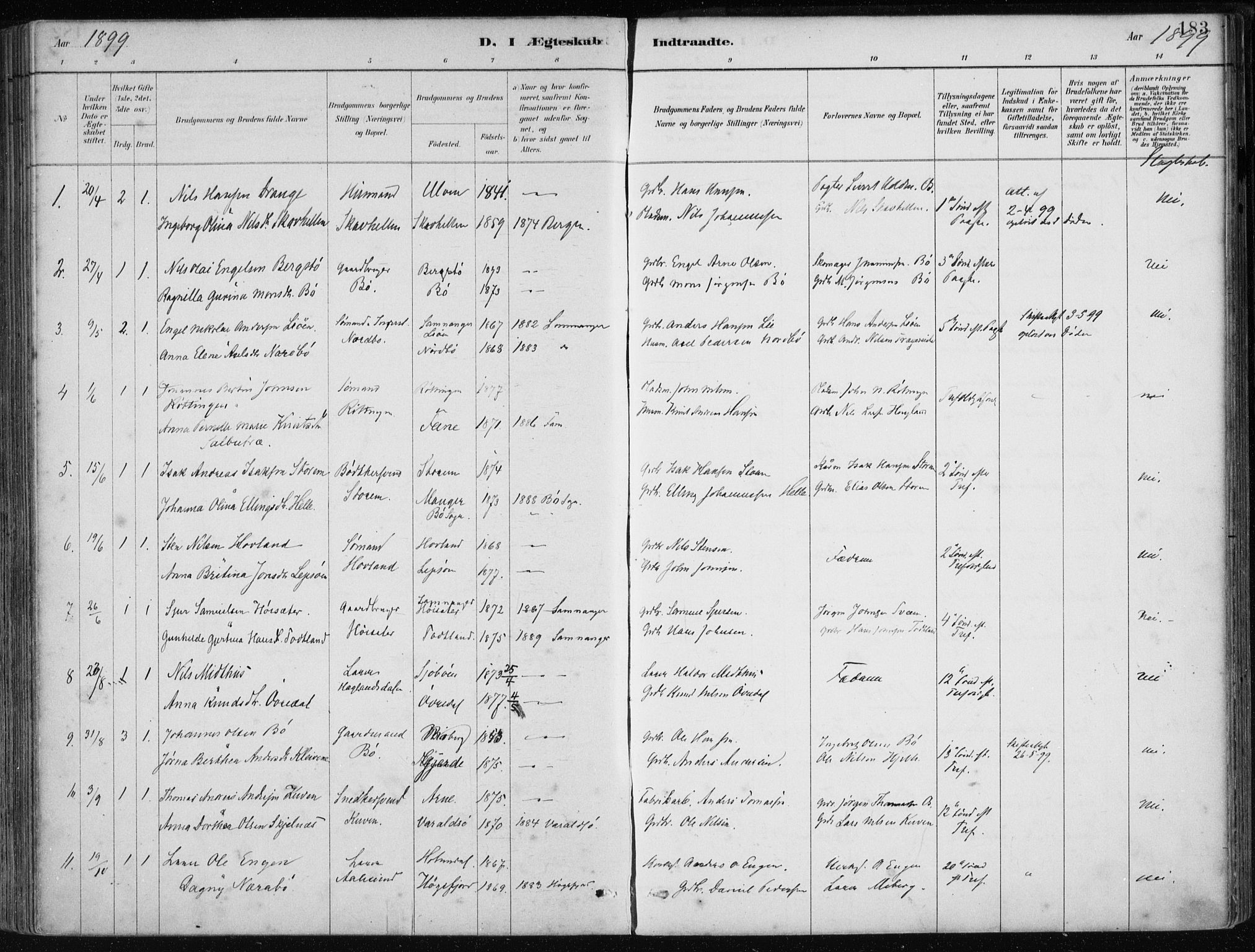 Os sokneprestembete, AV/SAB-A-99929: Parish register (official) no. B 1, 1885-1902, p. 183