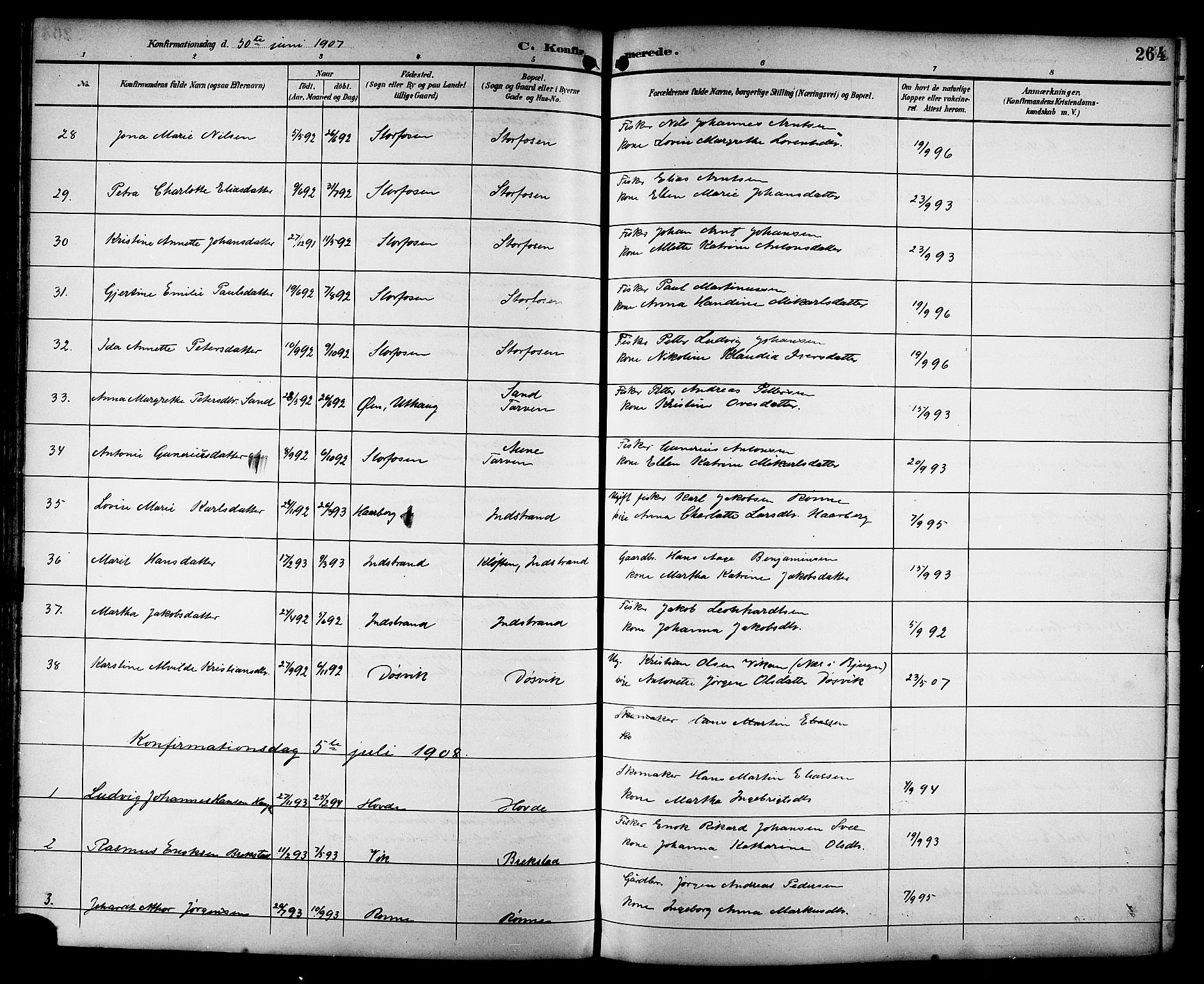 Ministerialprotokoller, klokkerbøker og fødselsregistre - Sør-Trøndelag, SAT/A-1456/659/L0746: Parish register (copy) no. 659C03, 1893-1912, p. 264