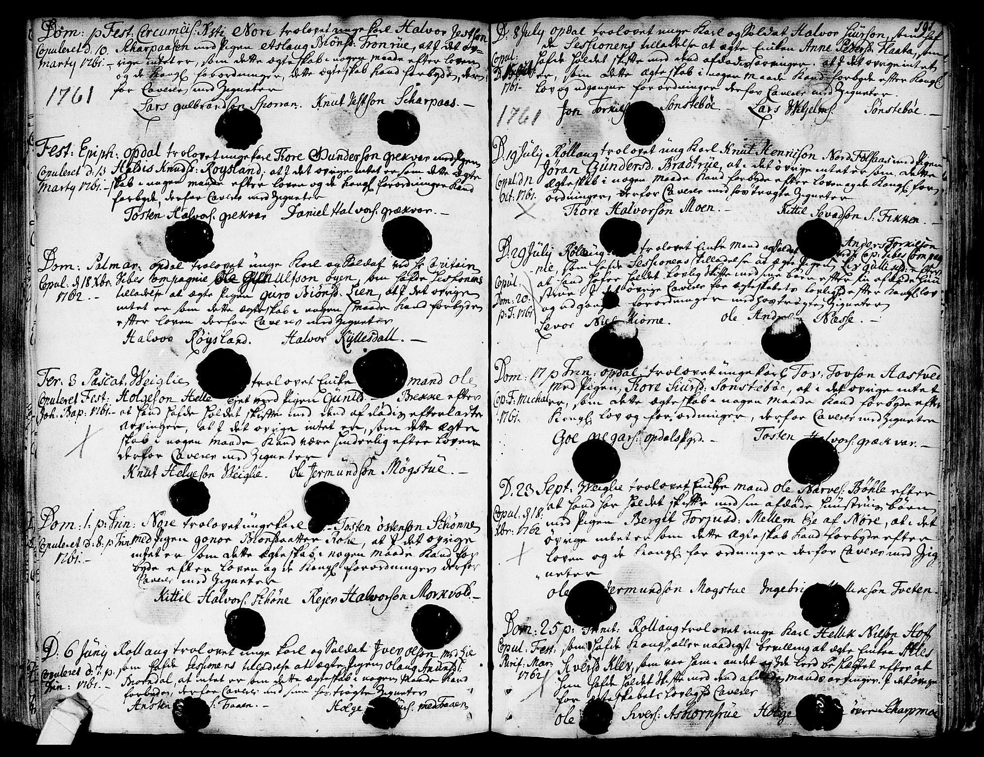 Rollag kirkebøker, SAKO/A-240/F/Fa/L0003: Parish register (official) no. I 3, 1743-1778, p. 191
