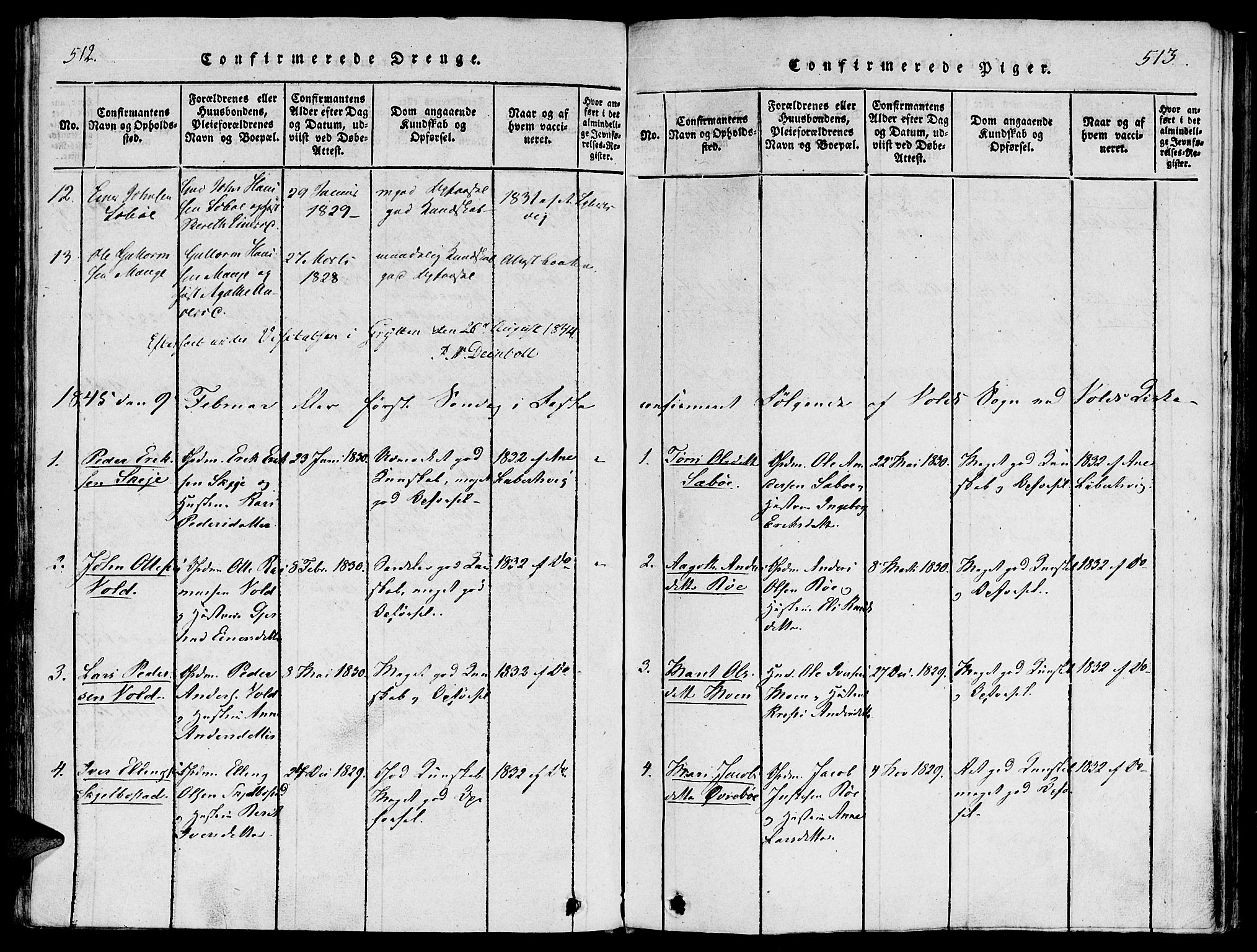 Ministerialprotokoller, klokkerbøker og fødselsregistre - Møre og Romsdal, SAT/A-1454/543/L0561: Parish register (official) no. 543A01, 1818-1853, p. 512-513