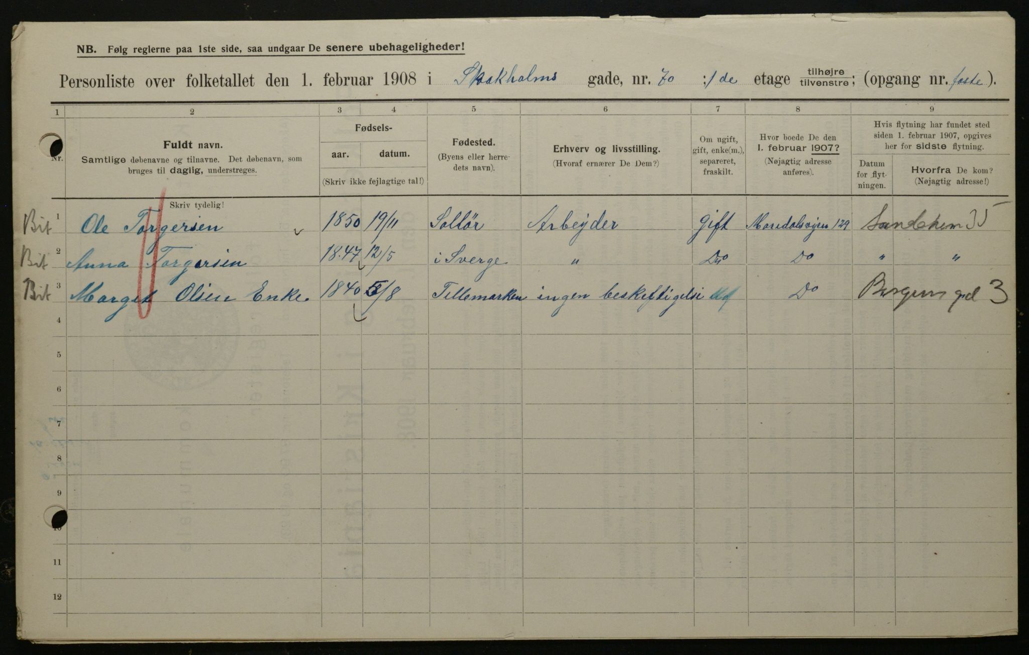 OBA, Municipal Census 1908 for Kristiania, 1908, p. 92172