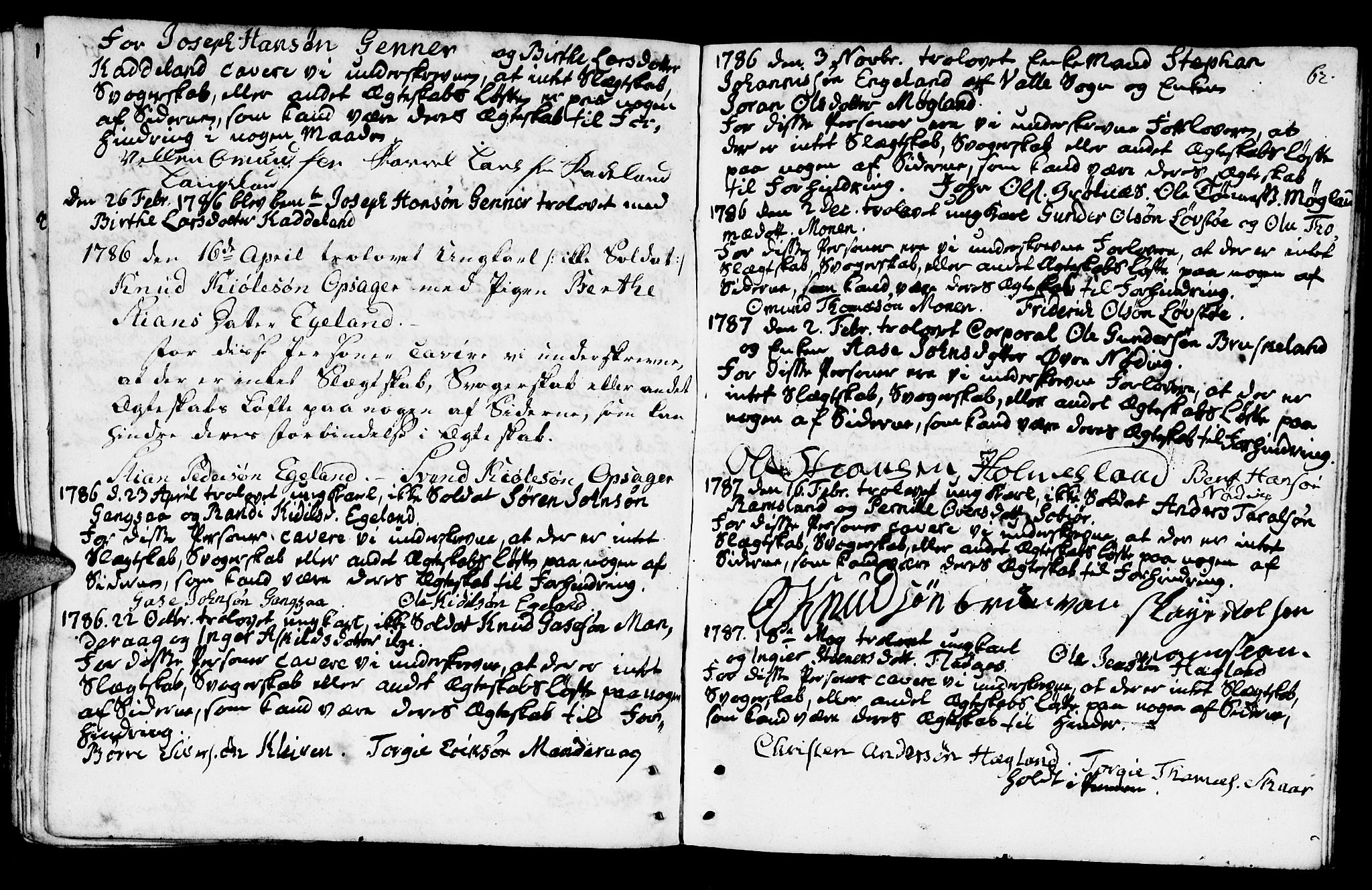 Mandal sokneprestkontor, SAK/1111-0030/F/Fa/Fab/L0001: Parish register (official) no. A 1, 1720-1793, p. 62