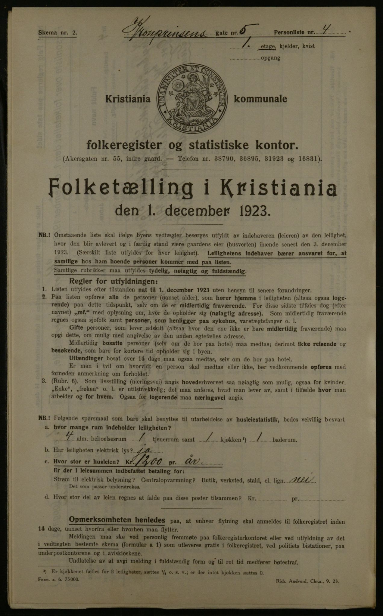 OBA, Municipal Census 1923 for Kristiania, 1923, p. 61171