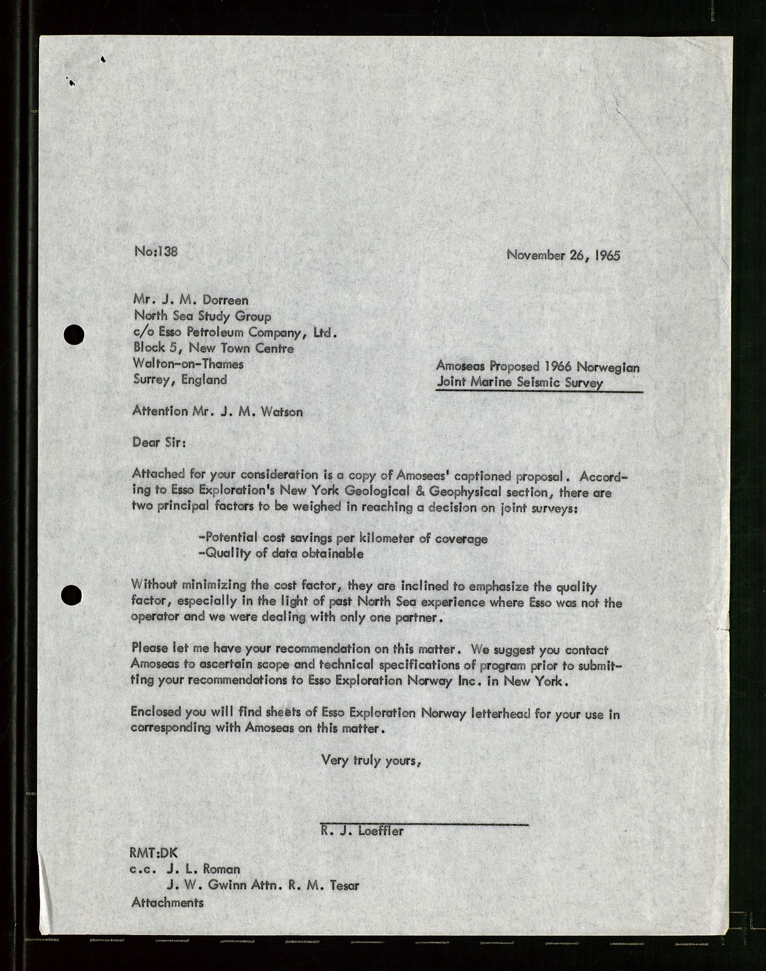 Pa 1512 - Esso Exploration and Production Norway Inc., AV/SAST-A-101917/E/Ea/L0021: Sak og korrespondanse, 1965-1974, p. 5