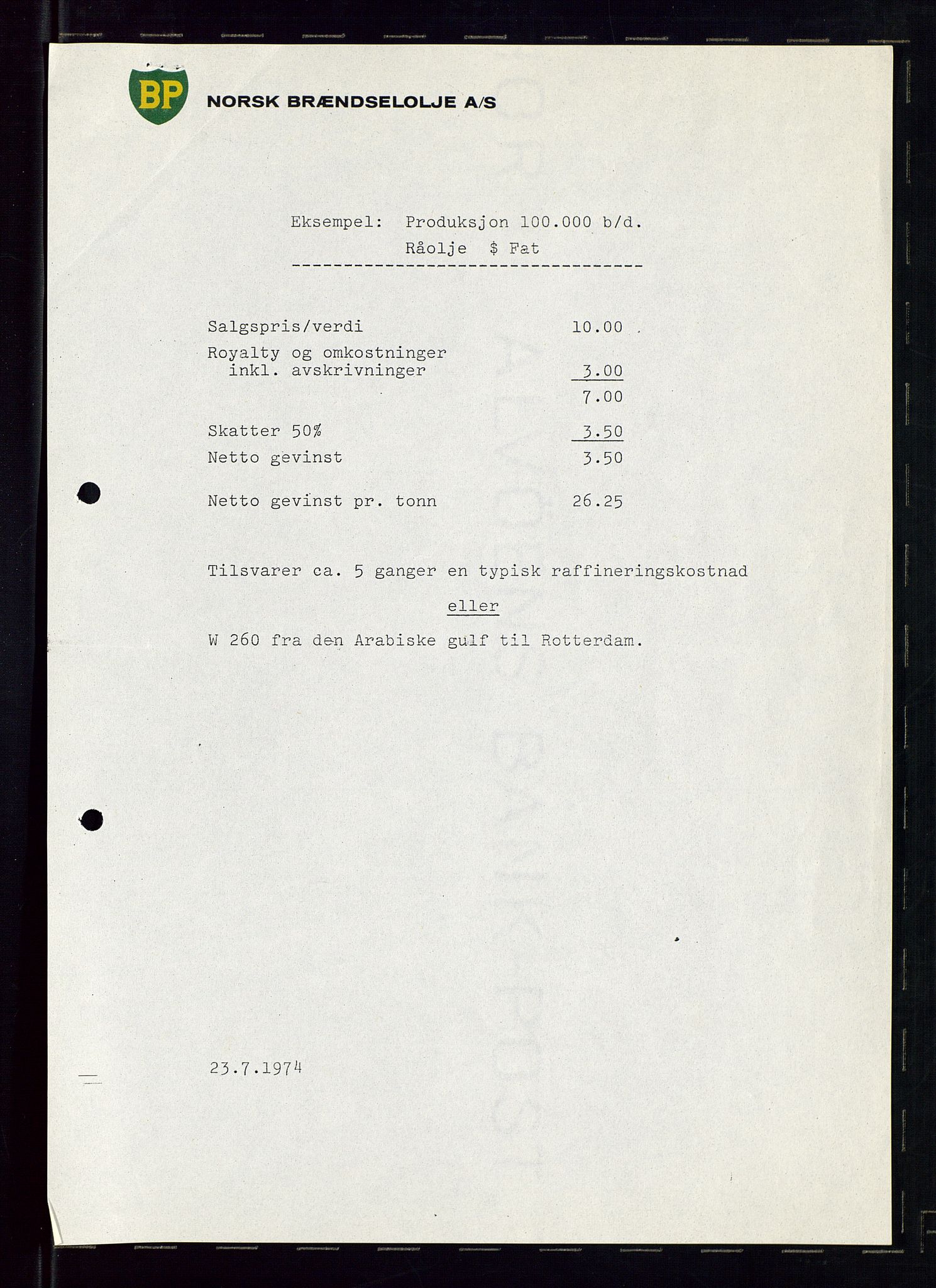 PA 1544 - Norsk Brændselolje A/S, AV/SAST-A-101965/1/A/Ab/L0006/0002: Styremøter  / Styremøter 1974, 1974, p. 18