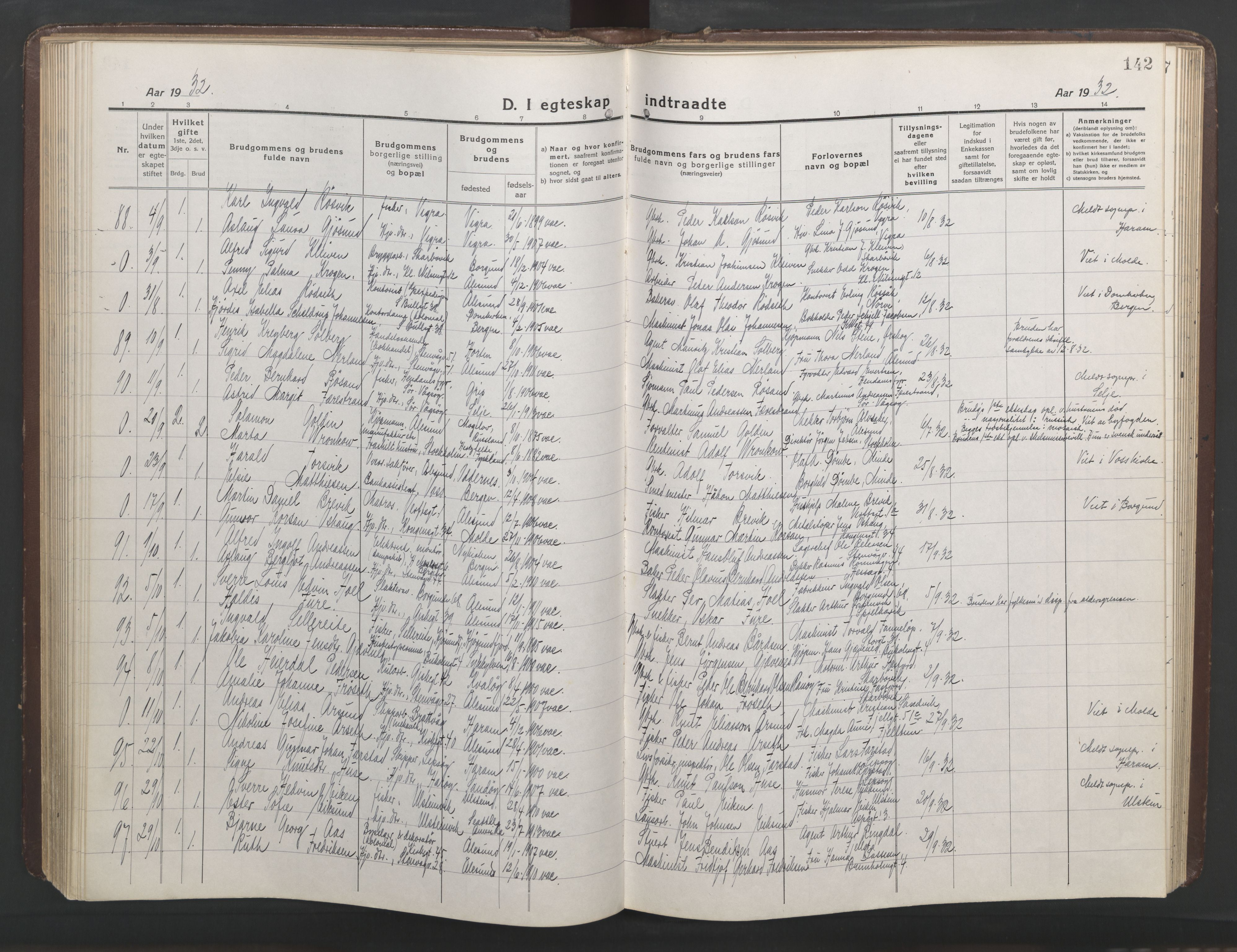 Ministerialprotokoller, klokkerbøker og fødselsregistre - Møre og Romsdal, AV/SAT-A-1454/529/L0473: Parish register (copy) no. 529C10, 1918-1941, p. 142