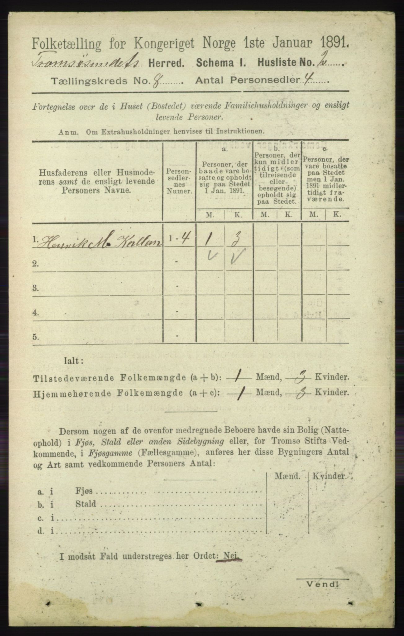 RA, 1891 census for 1934 Tromsøysund, 1891, p. 4350