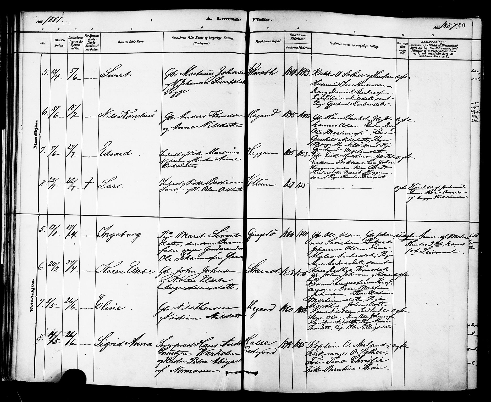 Ministerialprotokoller, klokkerbøker og fødselsregistre - Møre og Romsdal, SAT/A-1454/576/L0885: Parish register (official) no. 576A03, 1880-1898, p. 40