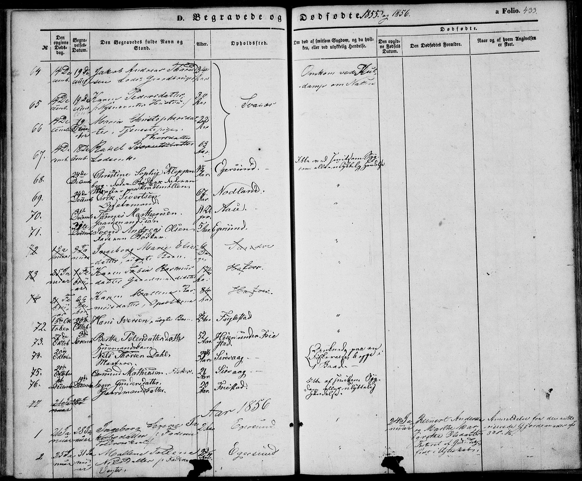 Eigersund sokneprestkontor, SAST/A-101807/S08/L0013: Parish register (official) no. A 12.2, 1850-1865, p. 433