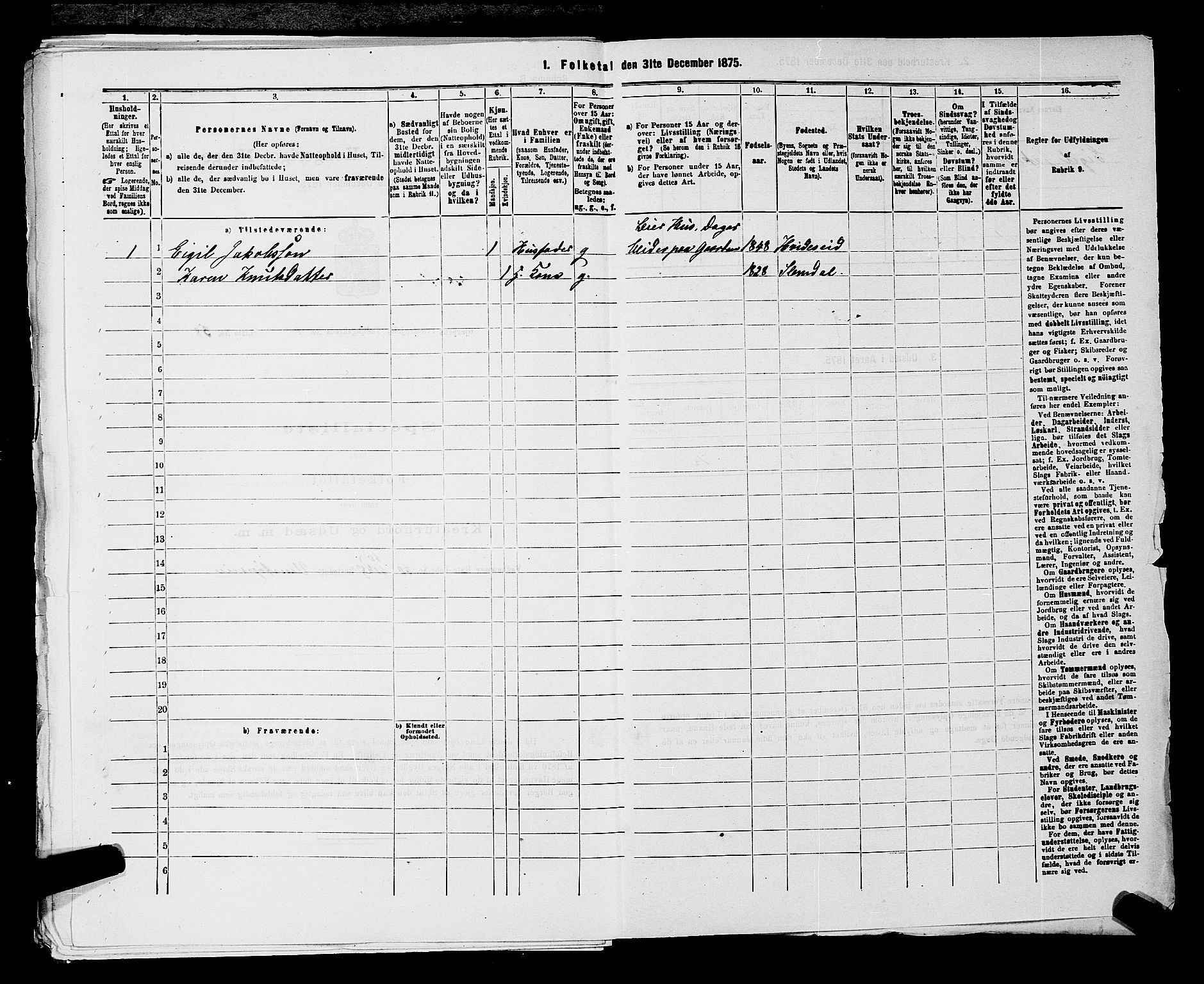 SAKO, 1875 census for 0812P Gjerpen, 1875, p. 842