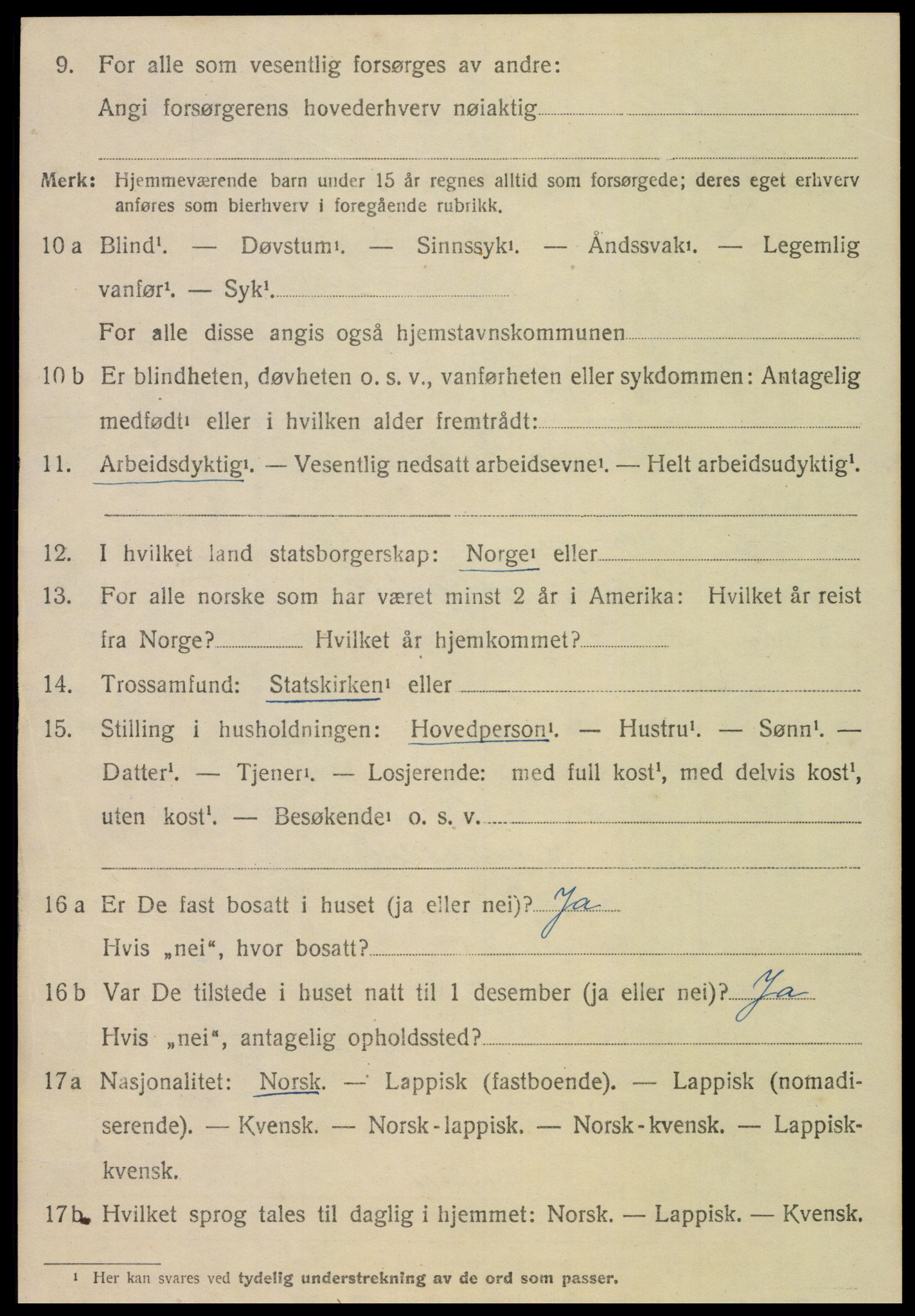 SAT, 1920 census for Meråker, 1920, p. 4989