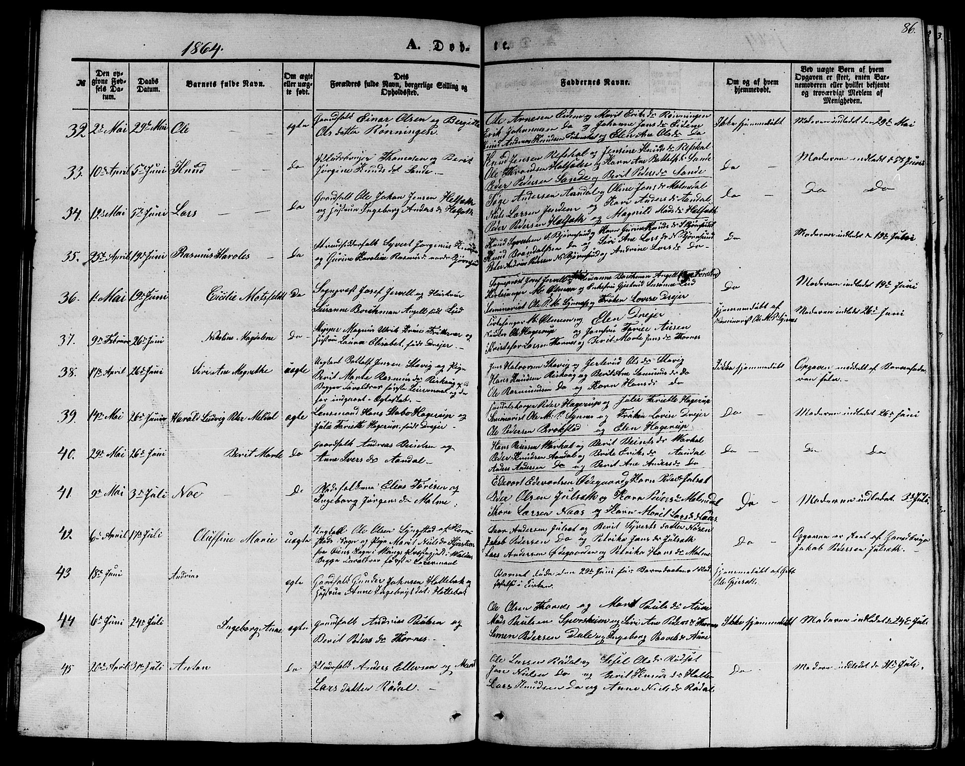 Ministerialprotokoller, klokkerbøker og fødselsregistre - Møre og Romsdal, AV/SAT-A-1454/565/L0753: Parish register (copy) no. 565C02, 1845-1870, p. 86