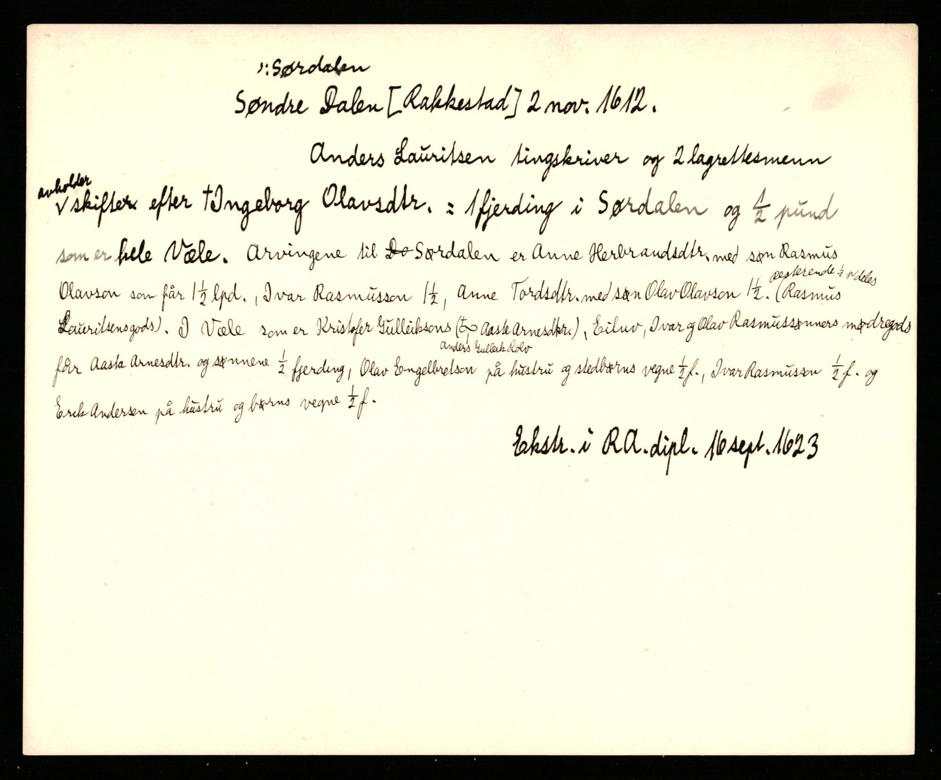 Riksarkivets diplomsamling, AV/RA-EA-5965/F35/F35b/L0005: Riksarkivets diplomer, seddelregister, 1601-1612, p. 689