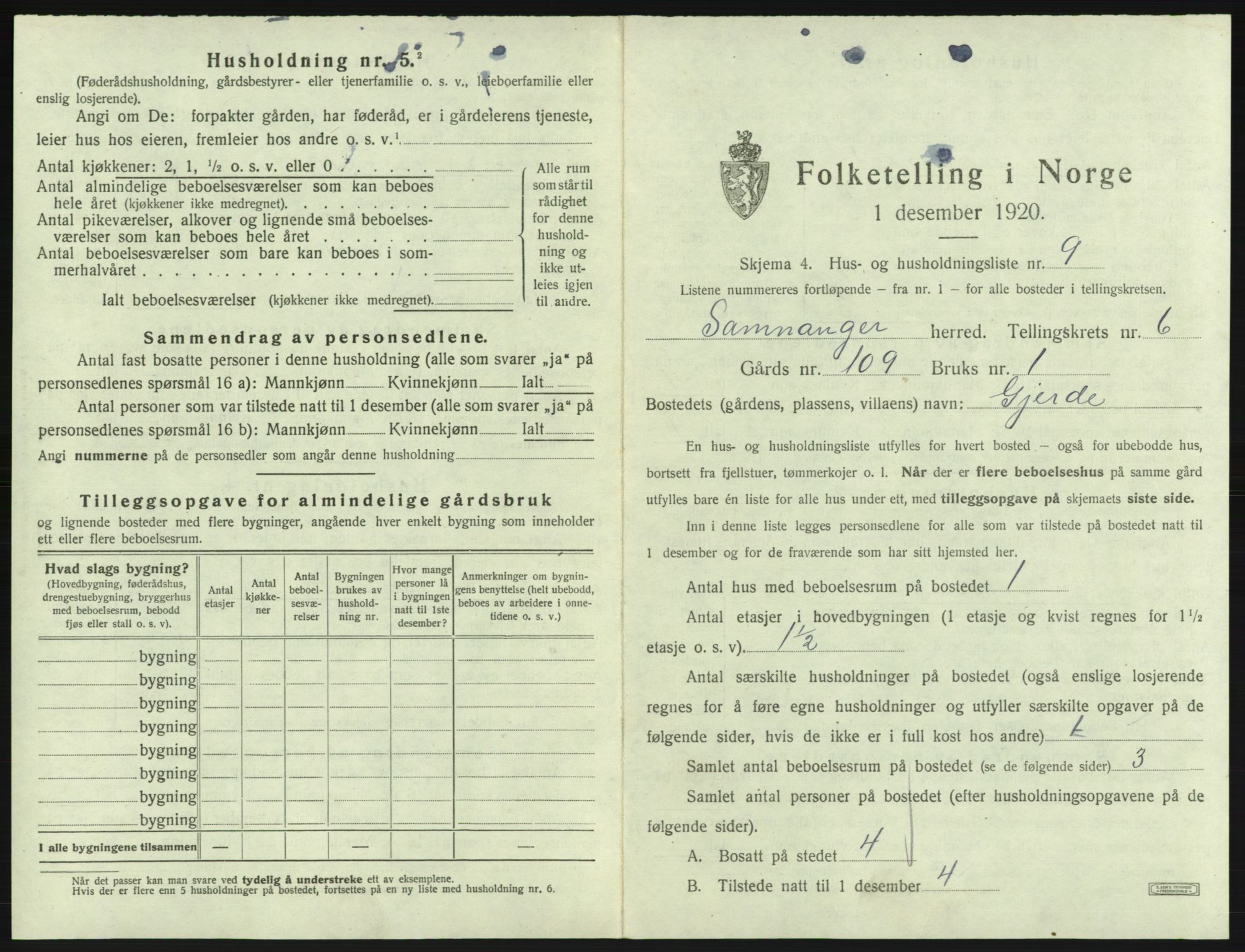 SAB, 1920 census for Samnanger, 1920, p. 331