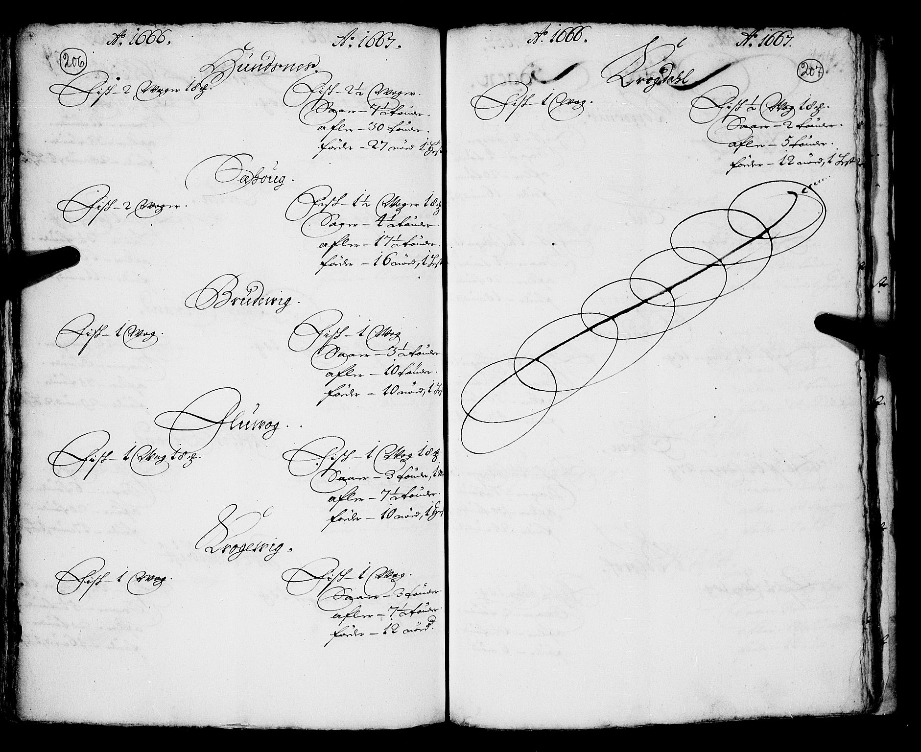 Rentekammeret inntil 1814, Realistisk ordnet avdeling, AV/RA-EA-4070/N/Nb/Nba/L0046: Sunnmøre fogderi, 1666-1667, p. 206-207