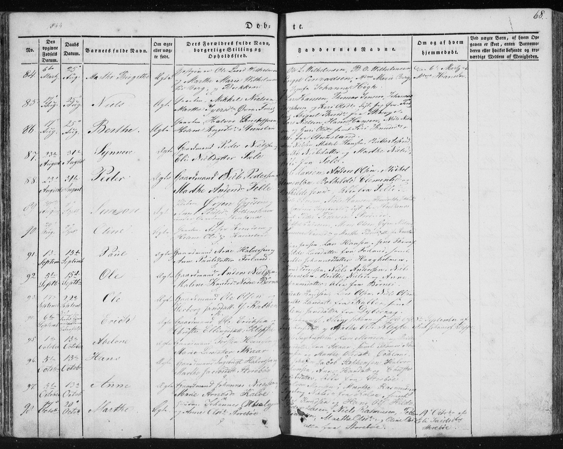 Sund sokneprestembete, AV/SAB-A-99930: Parish register (official) no. A 13, 1835-1849, p. 68