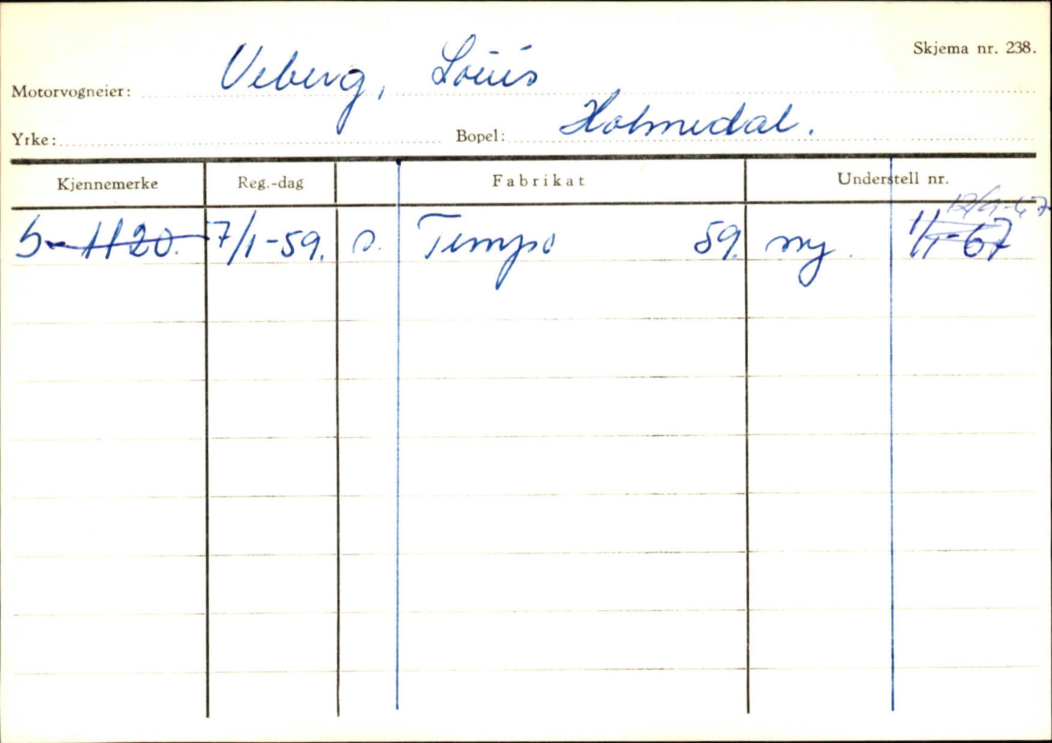 Statens vegvesen, Sogn og Fjordane vegkontor, SAB/A-5301/4/F/L0126: Eigarregister Fjaler M-Å. Leikanger A-Å, 1945-1975, p. 574