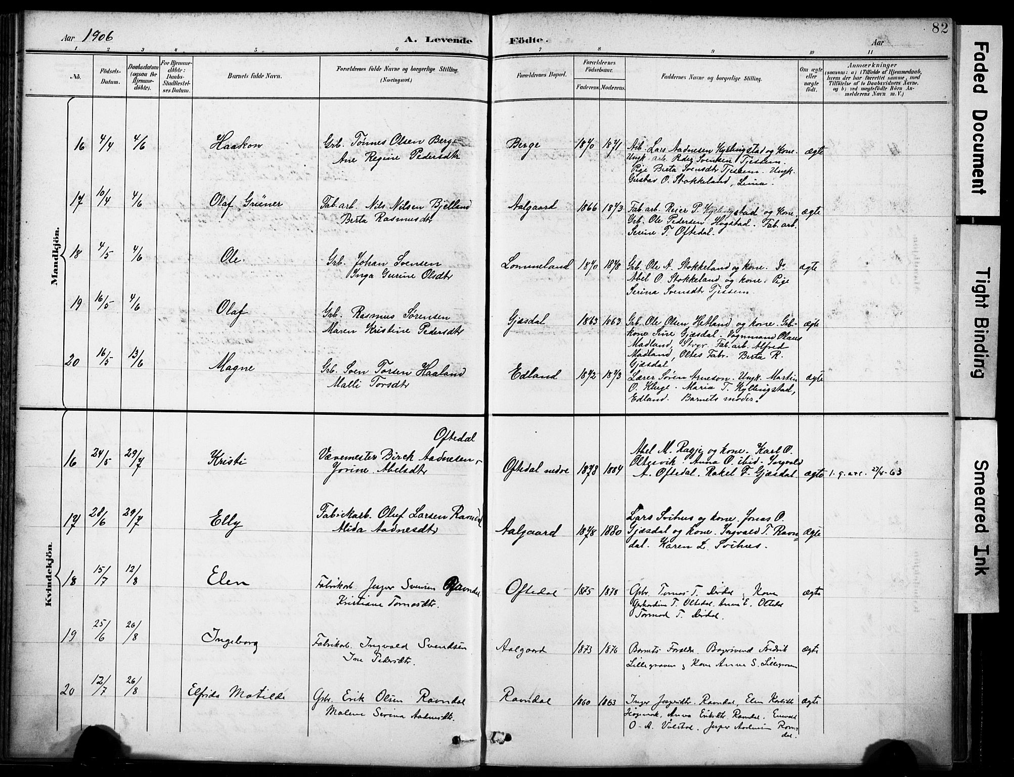 Lye sokneprestkontor, AV/SAST-A-101794/001/30BA/L0012: Parish register (official) no. A 11, 1896-1909, p. 82