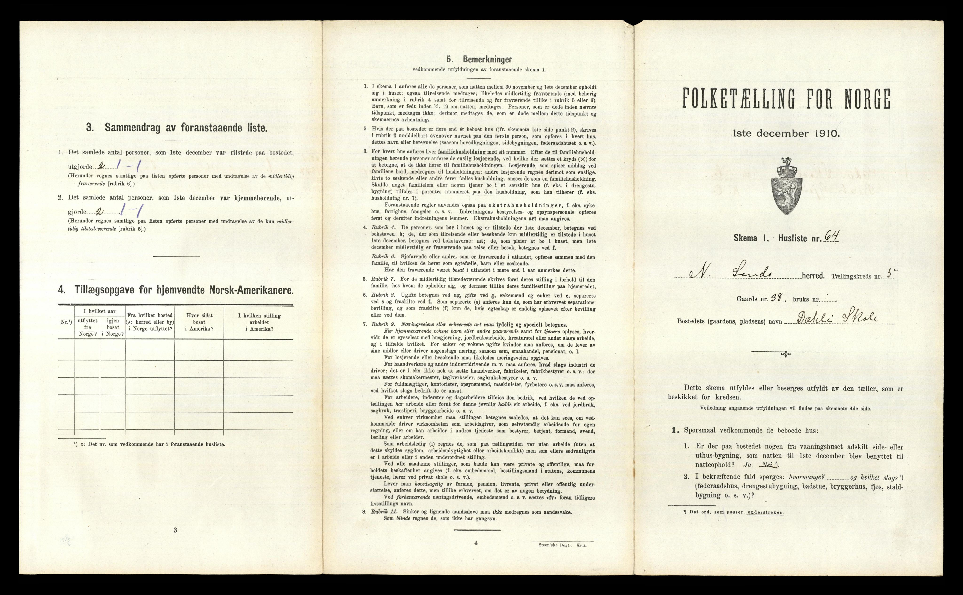 RA, 1910 census for Nordre Land, 1910, p. 587