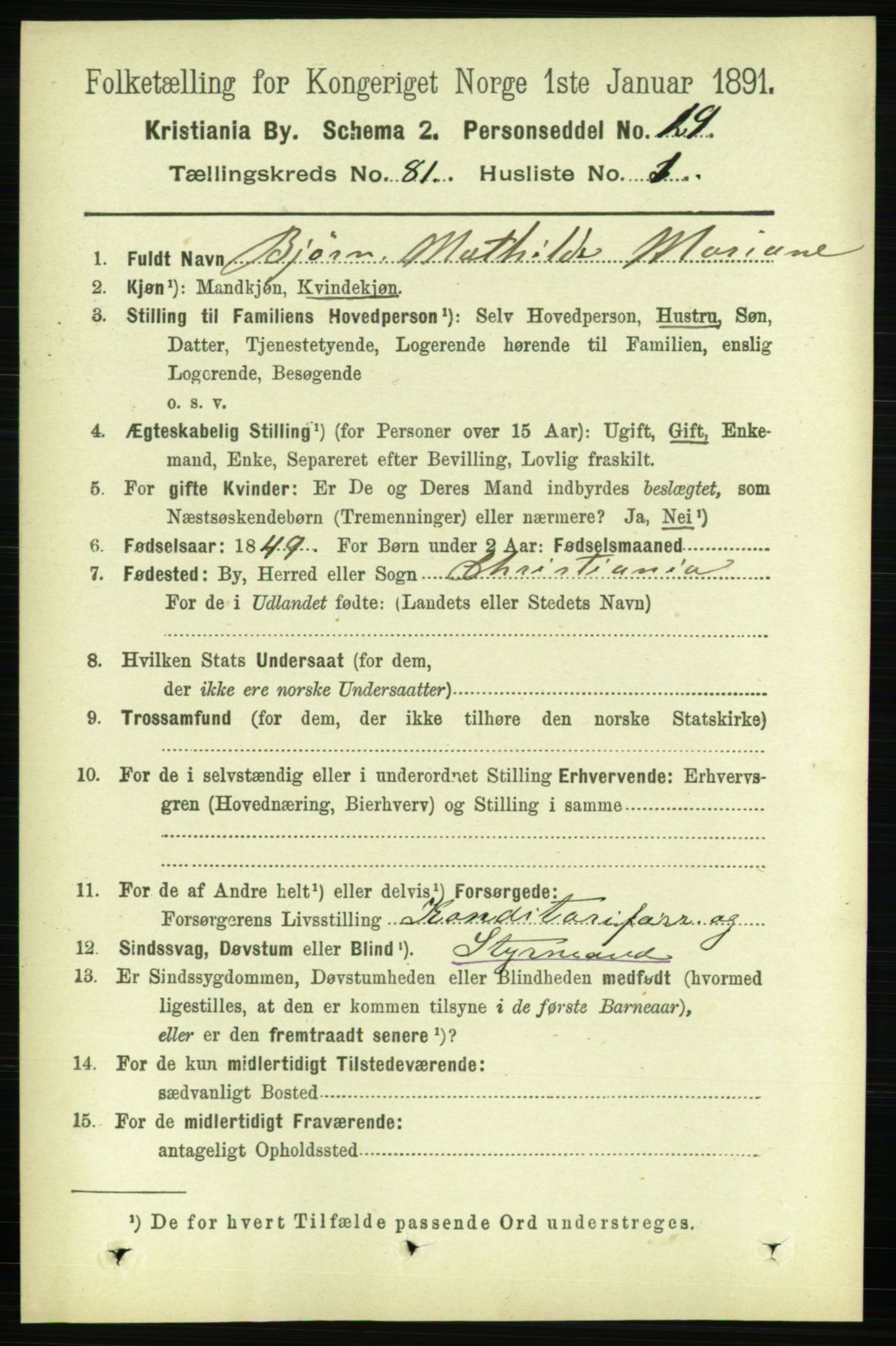 RA, 1891 census for 0301 Kristiania, 1891, p. 41543