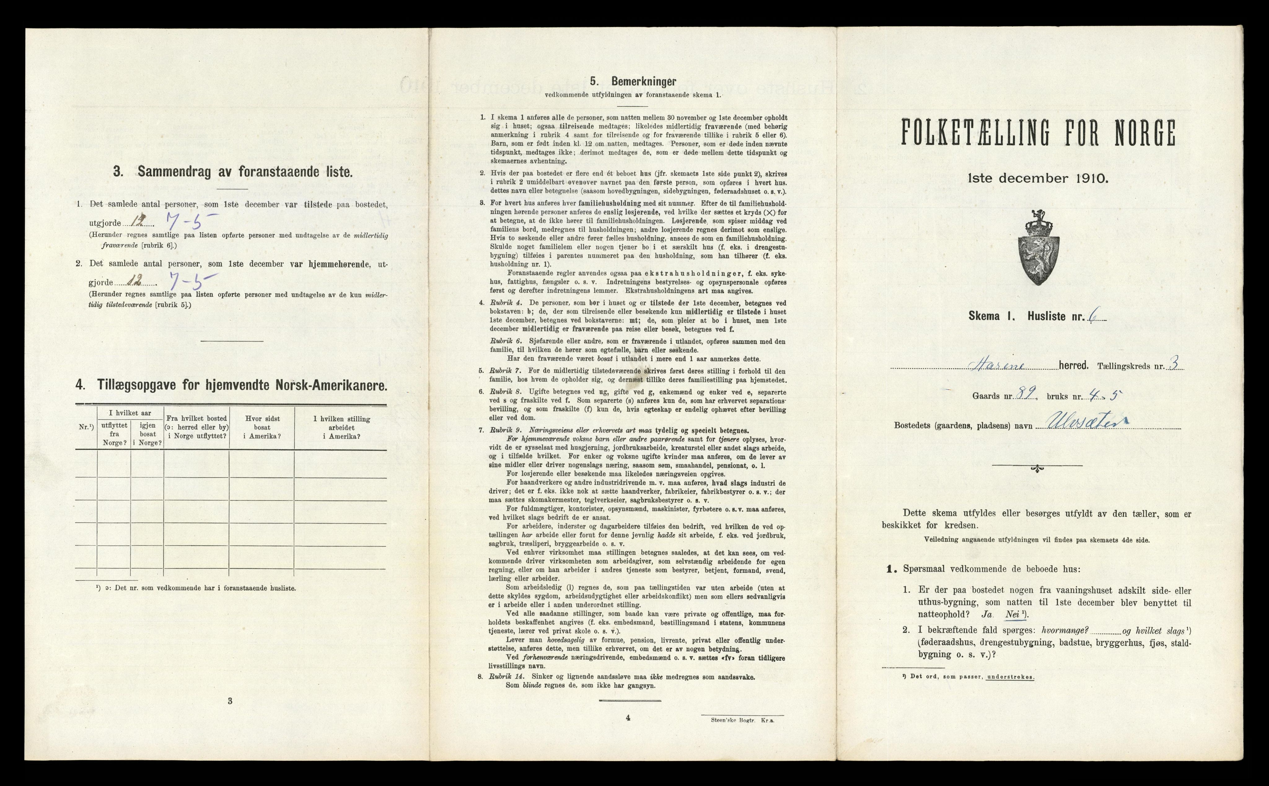 RA, 1910 census for Åsane, 1910, p. 127