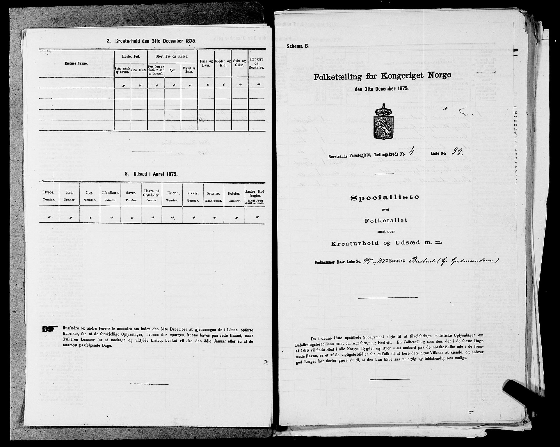 SAST, 1875 census for 1139P Nedstrand, 1875, p. 224