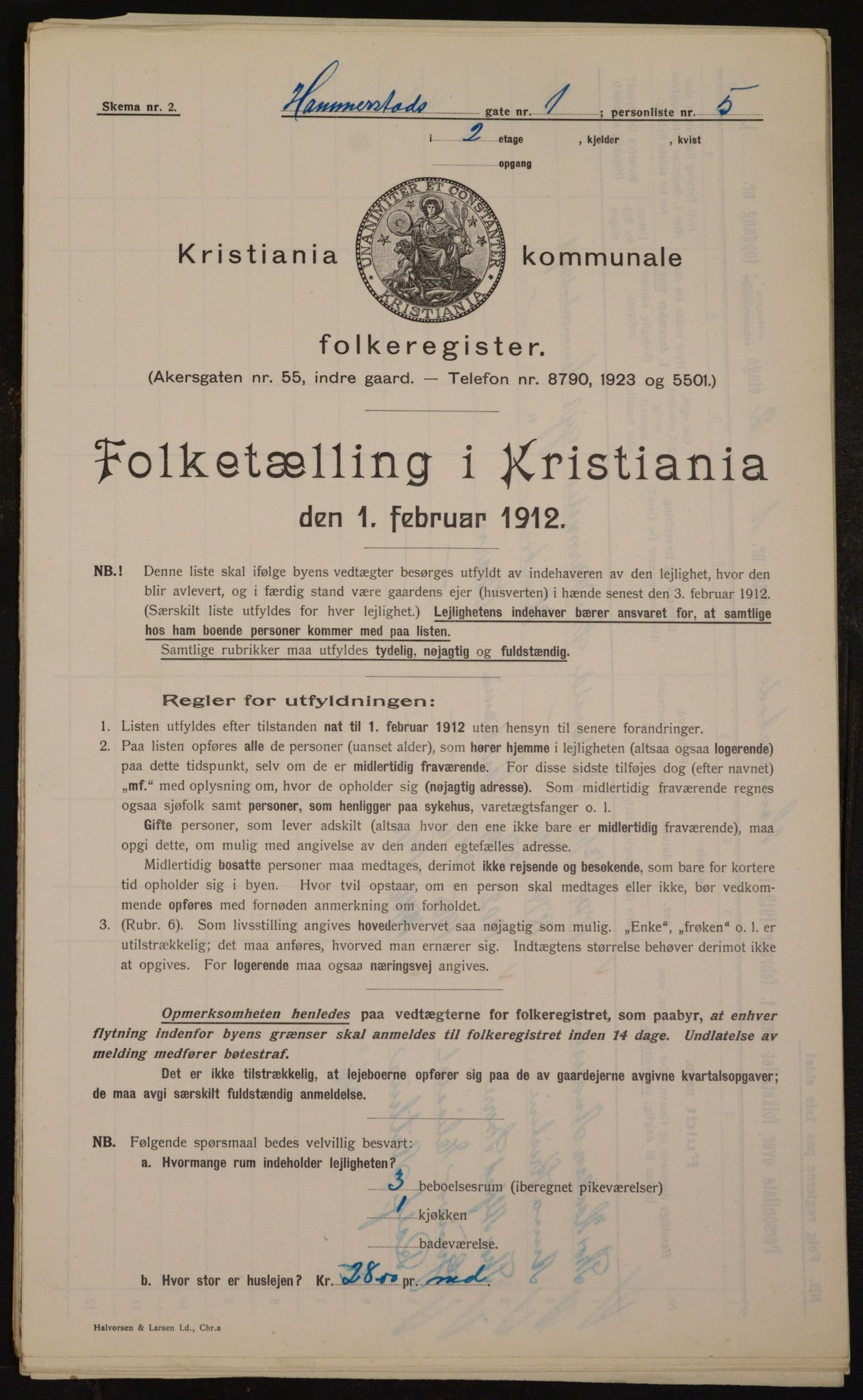 OBA, Municipal Census 1912 for Kristiania, 1912, p. 34499