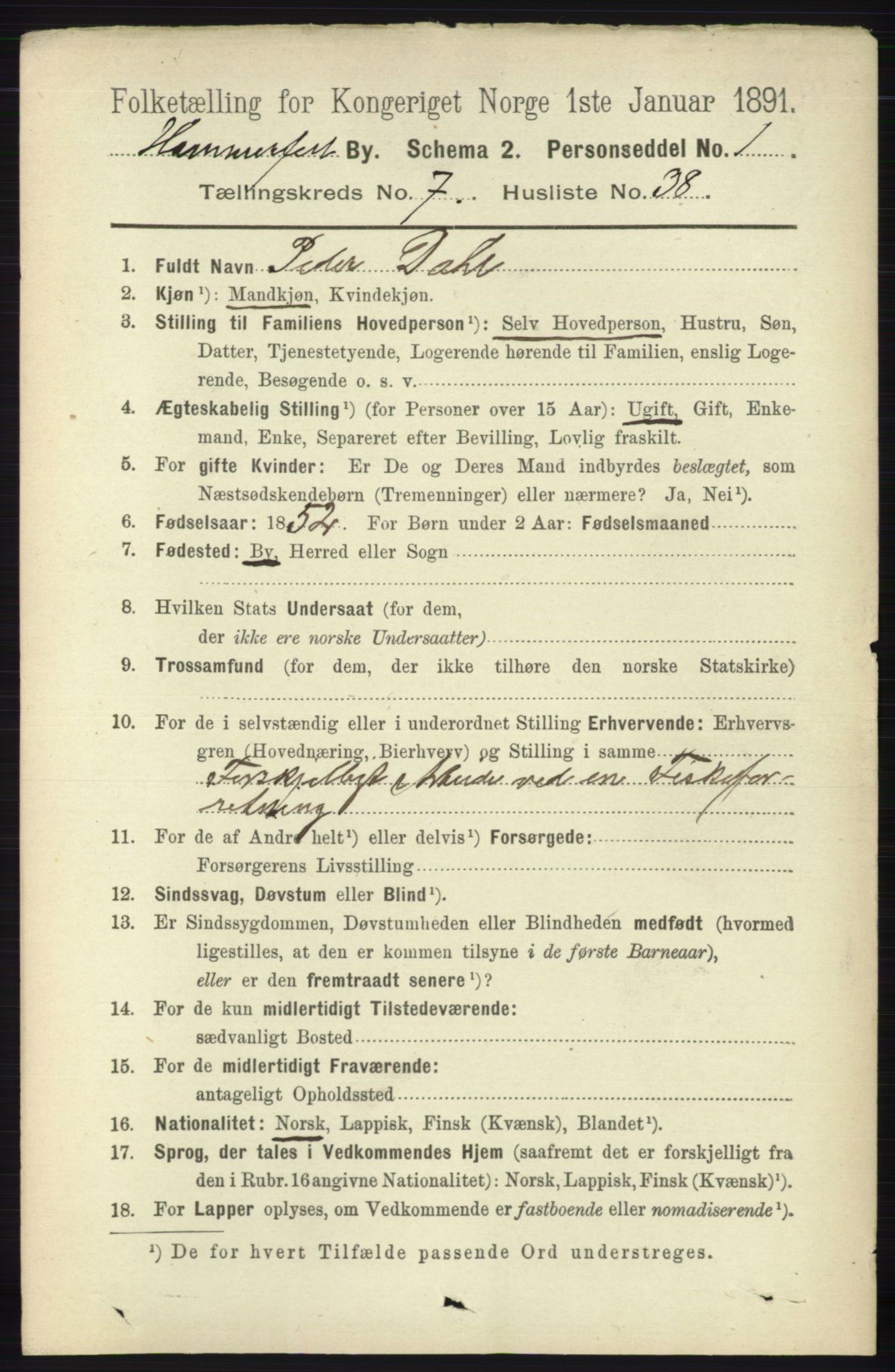 RA, 1891 census for 2001 Hammerfest, 1891, p. 2776