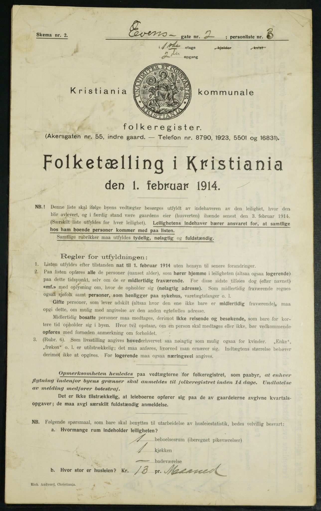 OBA, Municipal Census 1914 for Kristiania, 1914, p. 23034