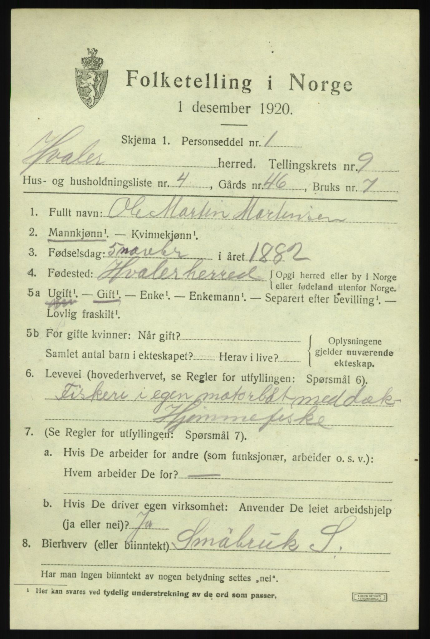 SAO, 1920 census for Hvaler, 1920, p. 8628