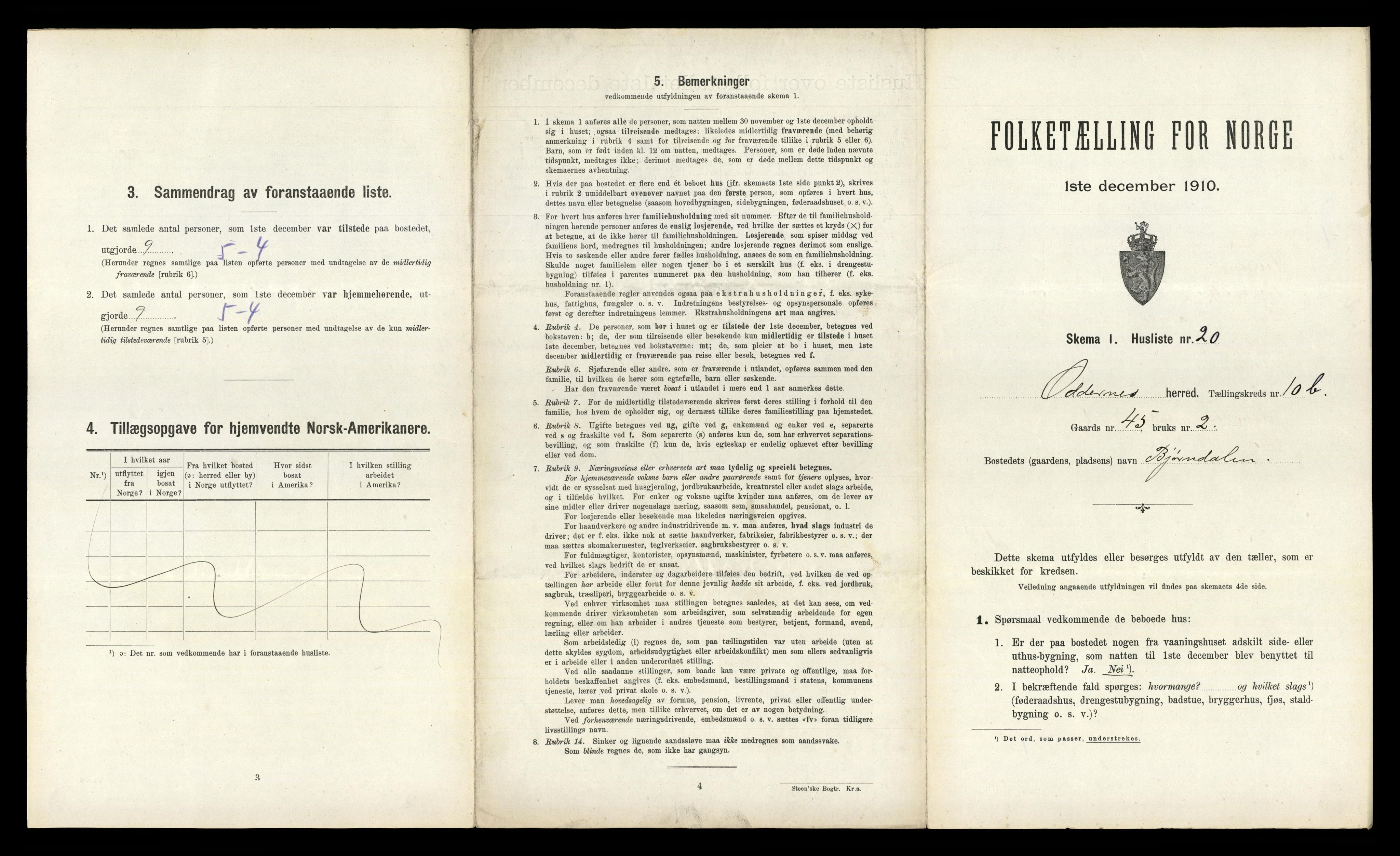 RA, 1910 census for Oddernes, 1910, p. 1129