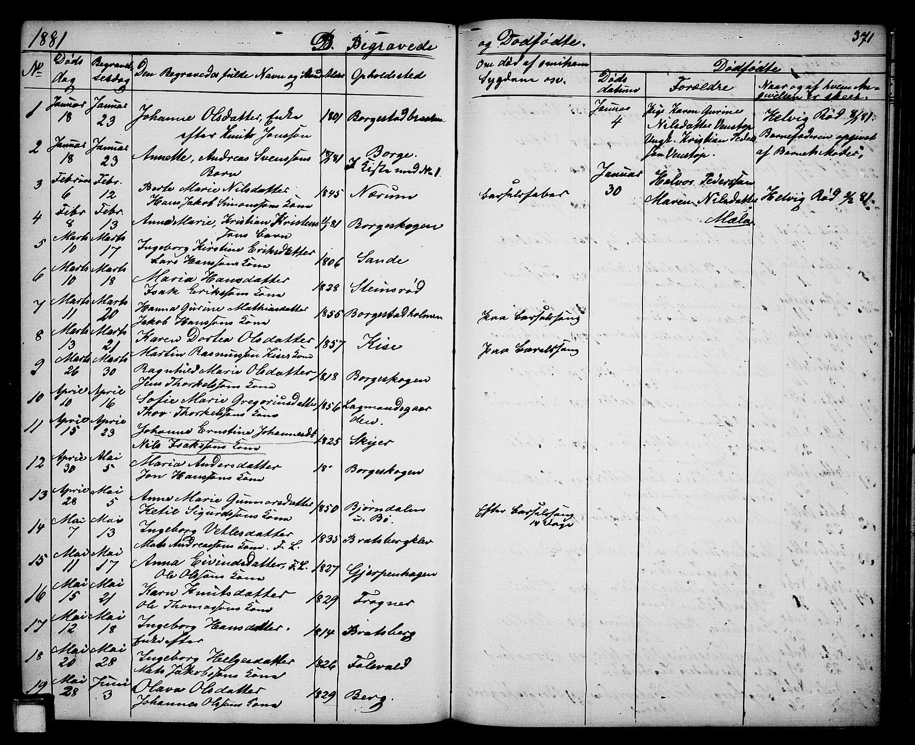 Gjerpen kirkebøker, SAKO/A-265/G/Ga/L0001: Parish register (copy) no. I 1, 1864-1882, p. 371