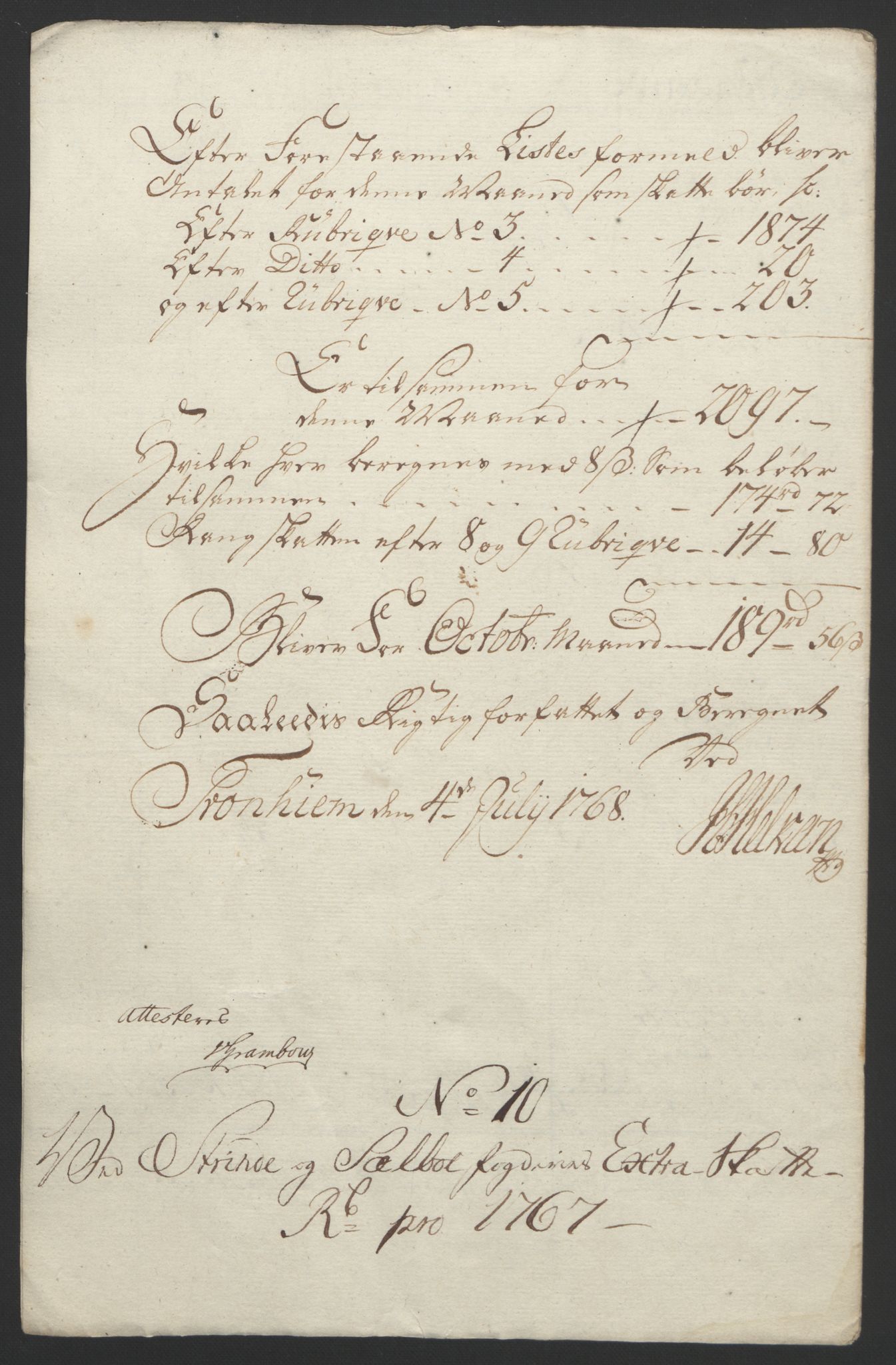 Rentekammeret inntil 1814, Reviderte regnskaper, Fogderegnskap, AV/RA-EA-4092/R61/L4180: Ekstraskatten Strinda og Selbu, 1762-1767, p. 393