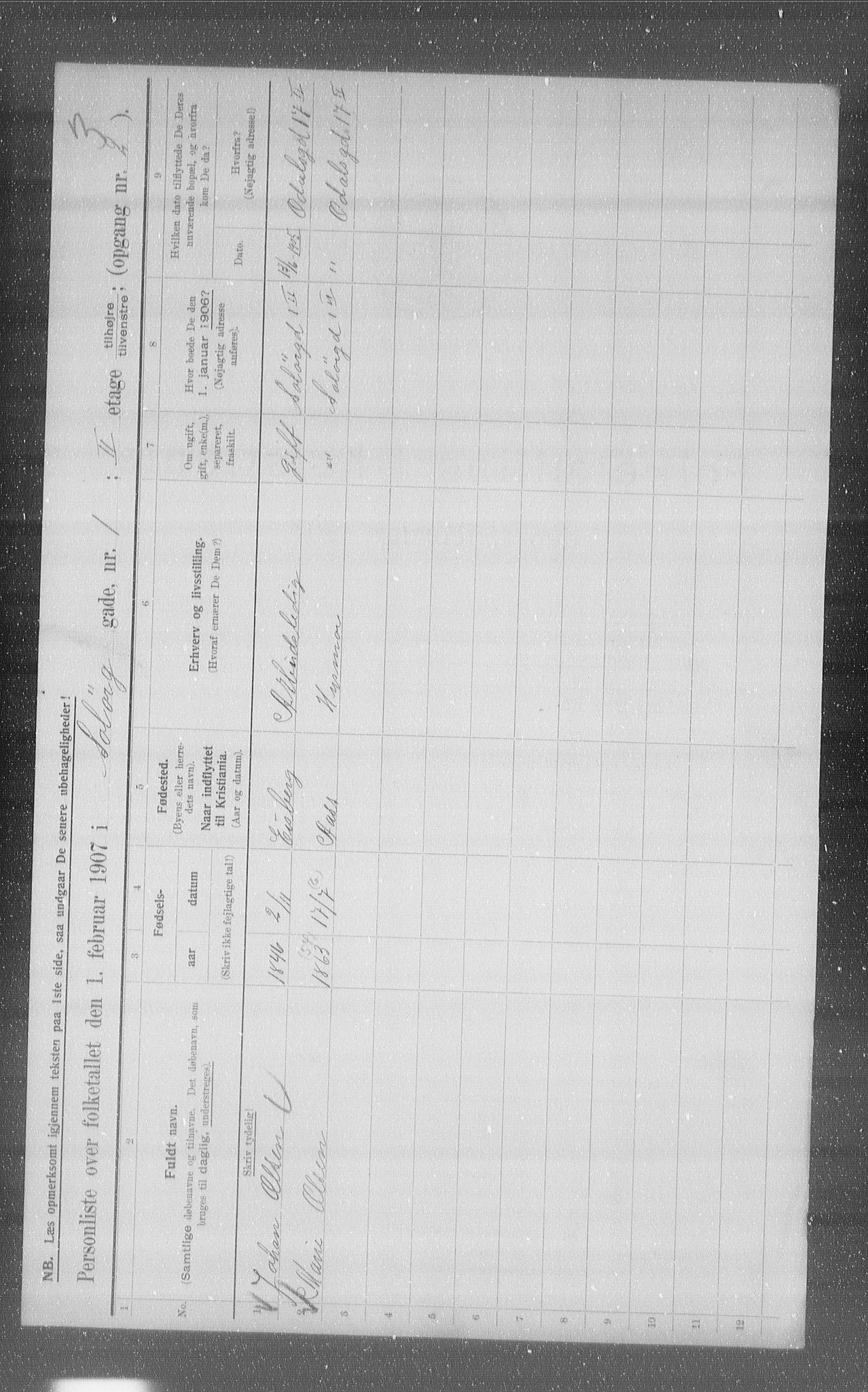 OBA, Municipal Census 1907 for Kristiania, 1907, p. 50946