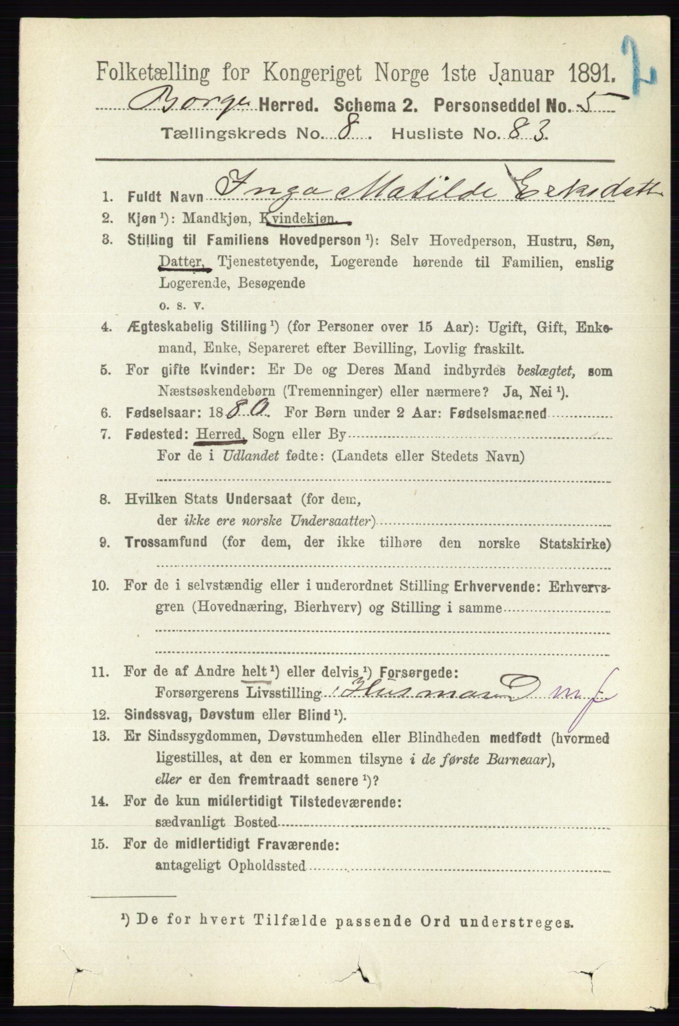 RA, 1891 census for 0113 Borge, 1891, p. 5683