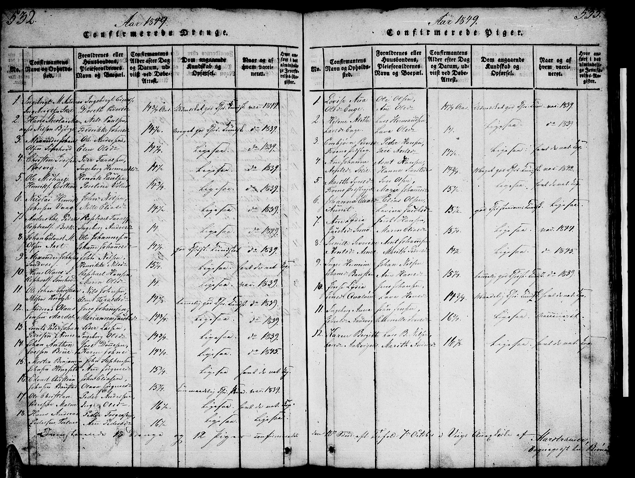 Ministerialprotokoller, klokkerbøker og fødselsregistre - Nordland, AV/SAT-A-1459/812/L0186: Parish register (copy) no. 812C04, 1820-1849, p. 532-533