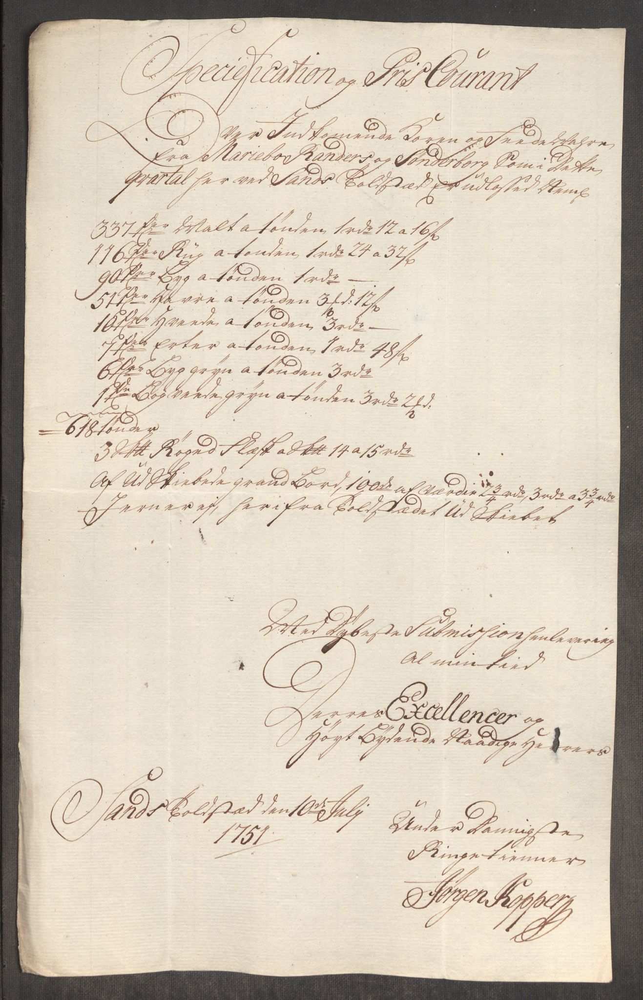 Rentekammeret inntil 1814, Realistisk ordnet avdeling, RA/EA-4070/Oe/L0004: [Ø1]: Priskuranter, 1749-1752, p. 531