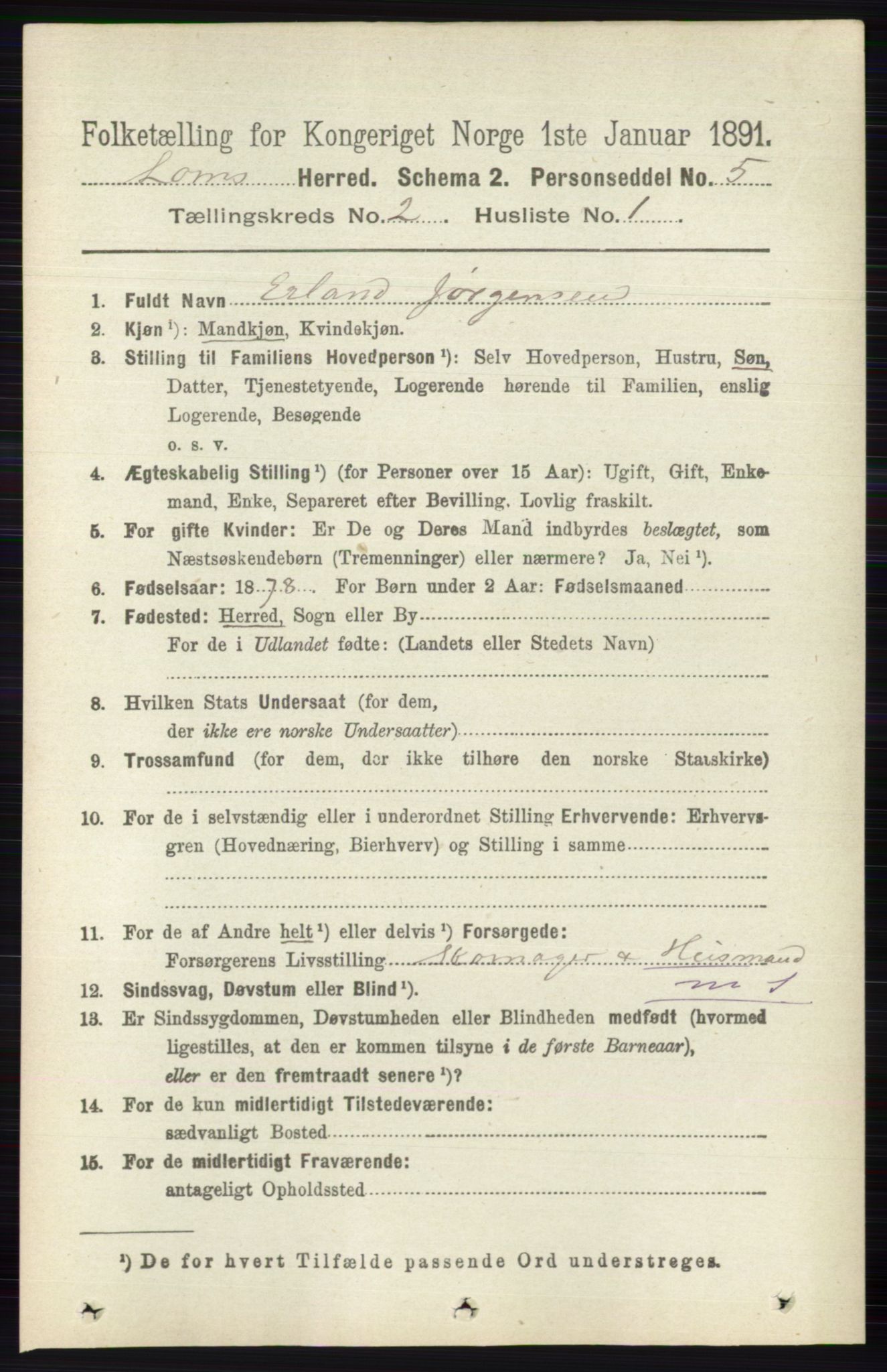 RA, 1891 census for 0514 Lom, 1891, p. 789