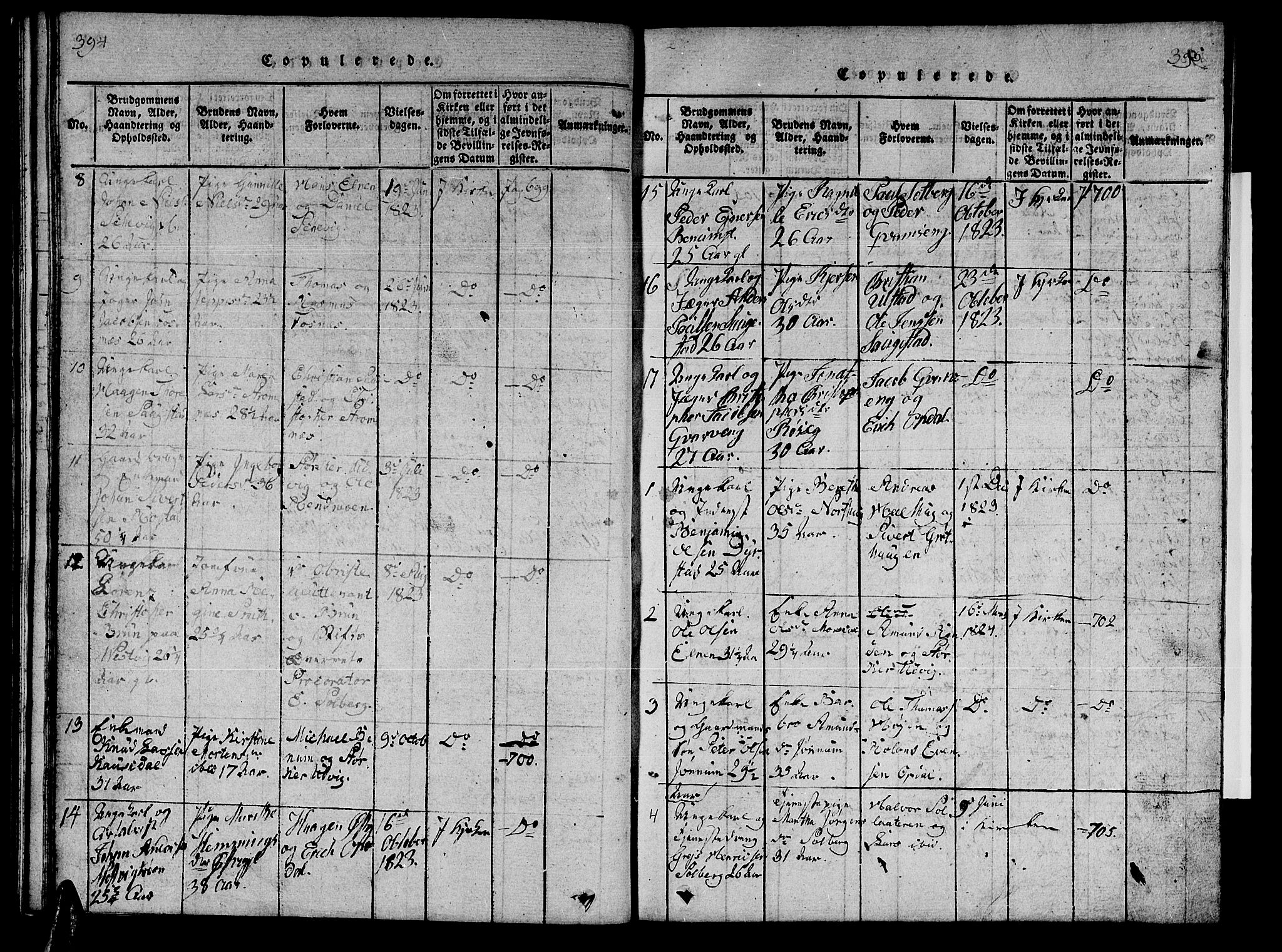 Ministerialprotokoller, klokkerbøker og fødselsregistre - Nord-Trøndelag, SAT/A-1458/741/L0400: Parish register (copy) no. 741C01, 1817-1825, p. 394-395