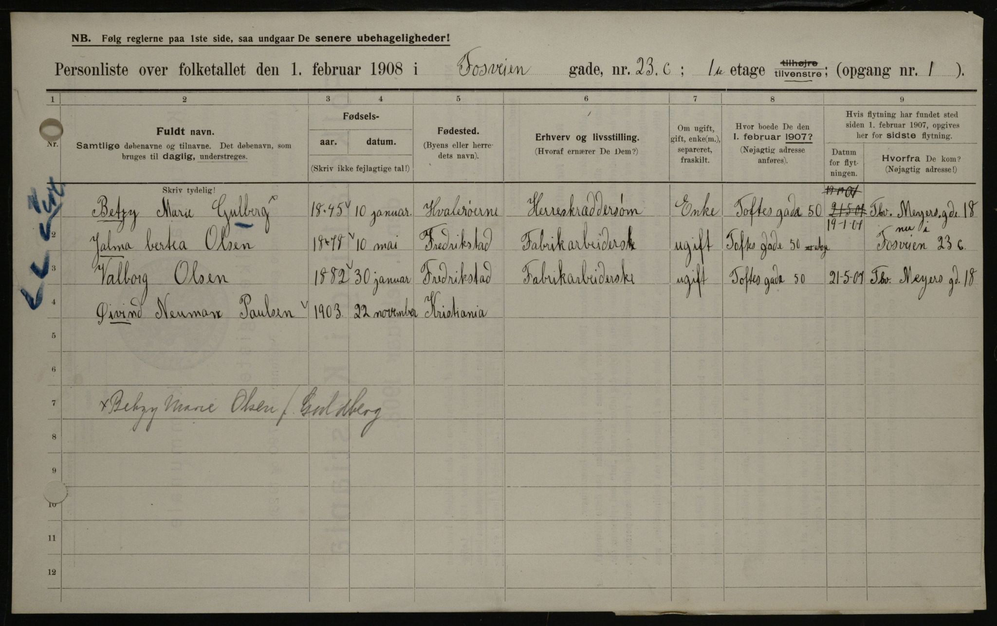 OBA, Municipal Census 1908 for Kristiania, 1908, p. 22900