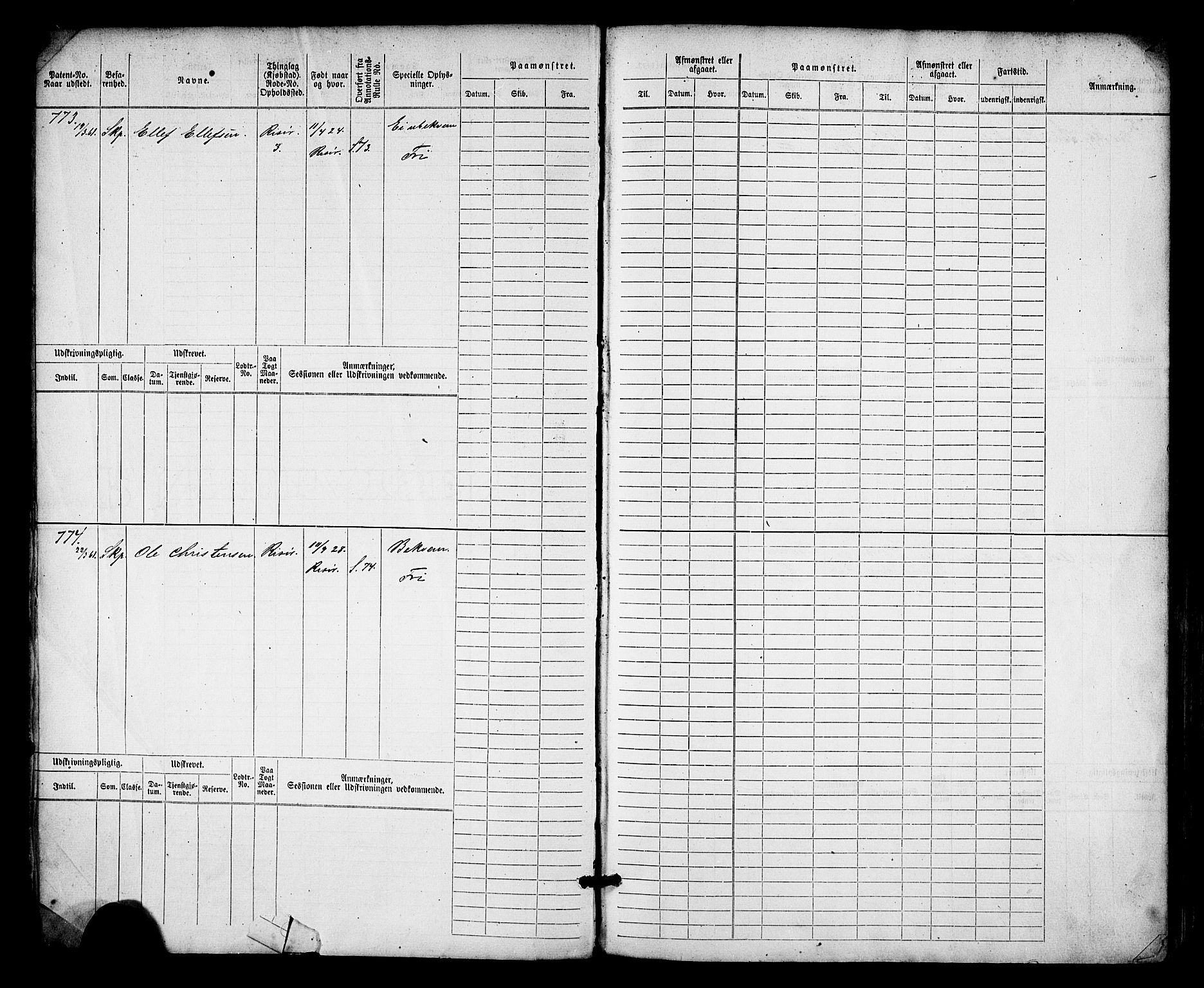 Risør mønstringskrets, AV/SAK-2031-0010/F/Fb/L0011: Hovedrulle nr 771-1527, T-10, 1861-1884, p. 4